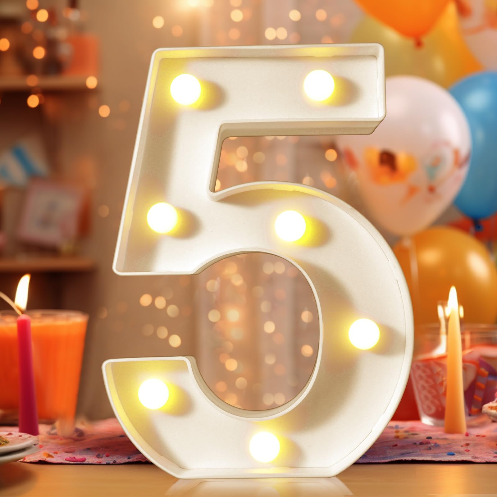 8.8" Decorative LED Light Up Numbers, Marquee Numbers Lights for 7th Birthday Decorations, Lighted Number Sign for Birthday Party Night Lights Wedding Anniversary Home Wall Decor, White Number 7 — view 95