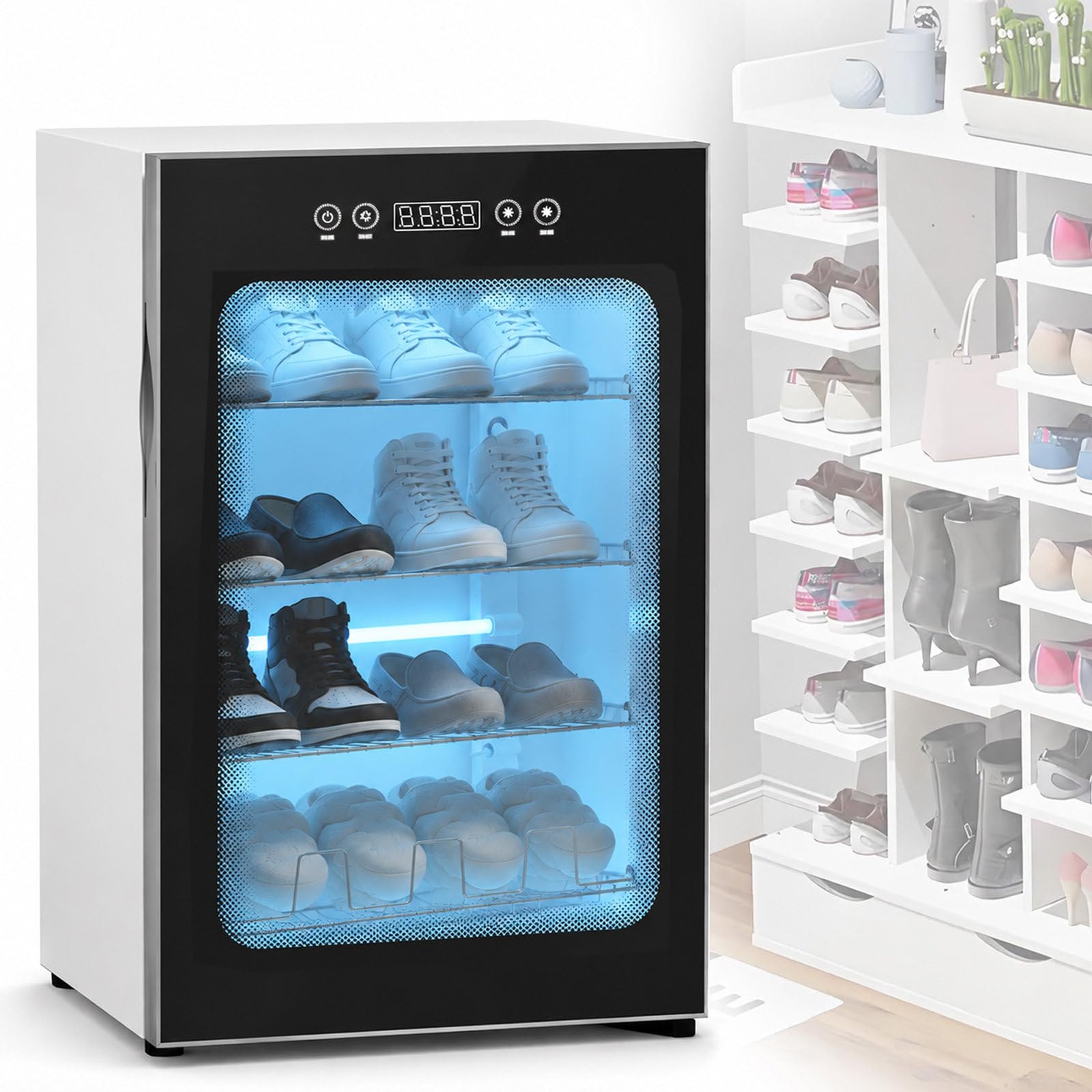 Armadietto Elettrico Asciugascarpe da 400W per 6-8Paia 4-Tier