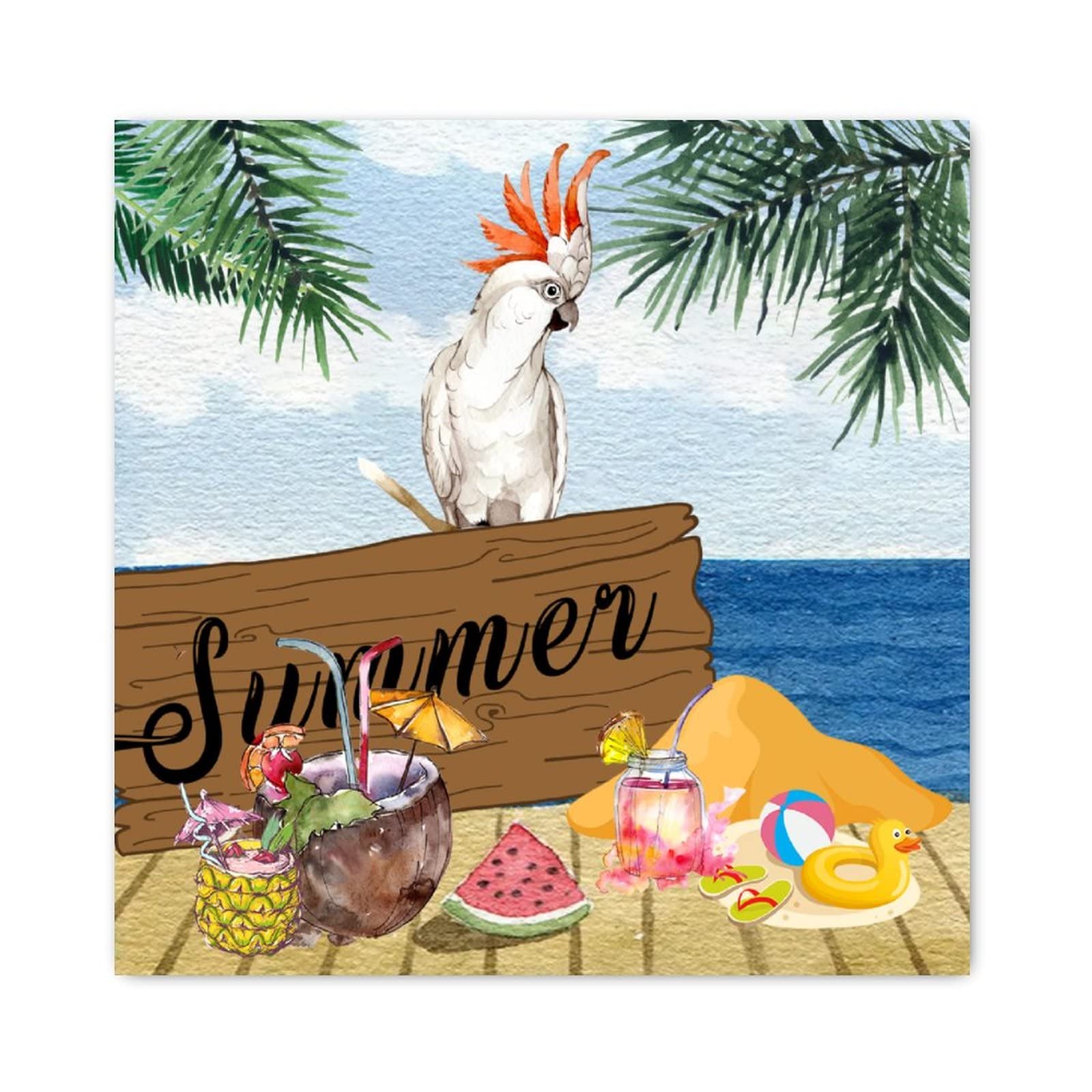 Panneau mural en bois perroquet pour un salon style bord de mer 30x30