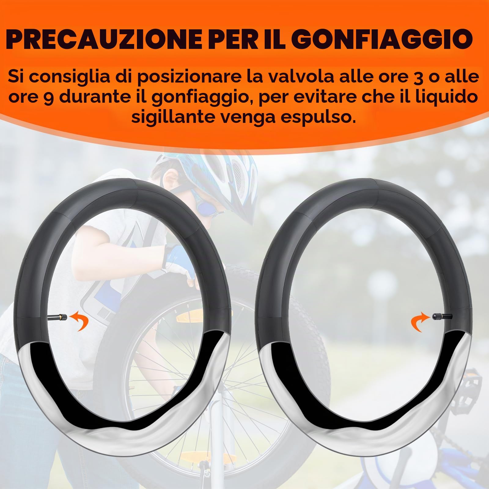 YunSCM 2-PCS 64/76-406 Tubi bici pesanti 20x2.5/3.0 Tubi autosigillanti AV32mm Valvola Schrader Riparazione super automatica, resistente alle forature, compatibile 20x2.50/2.80/3.0 Tubi MTB Bike Fat
