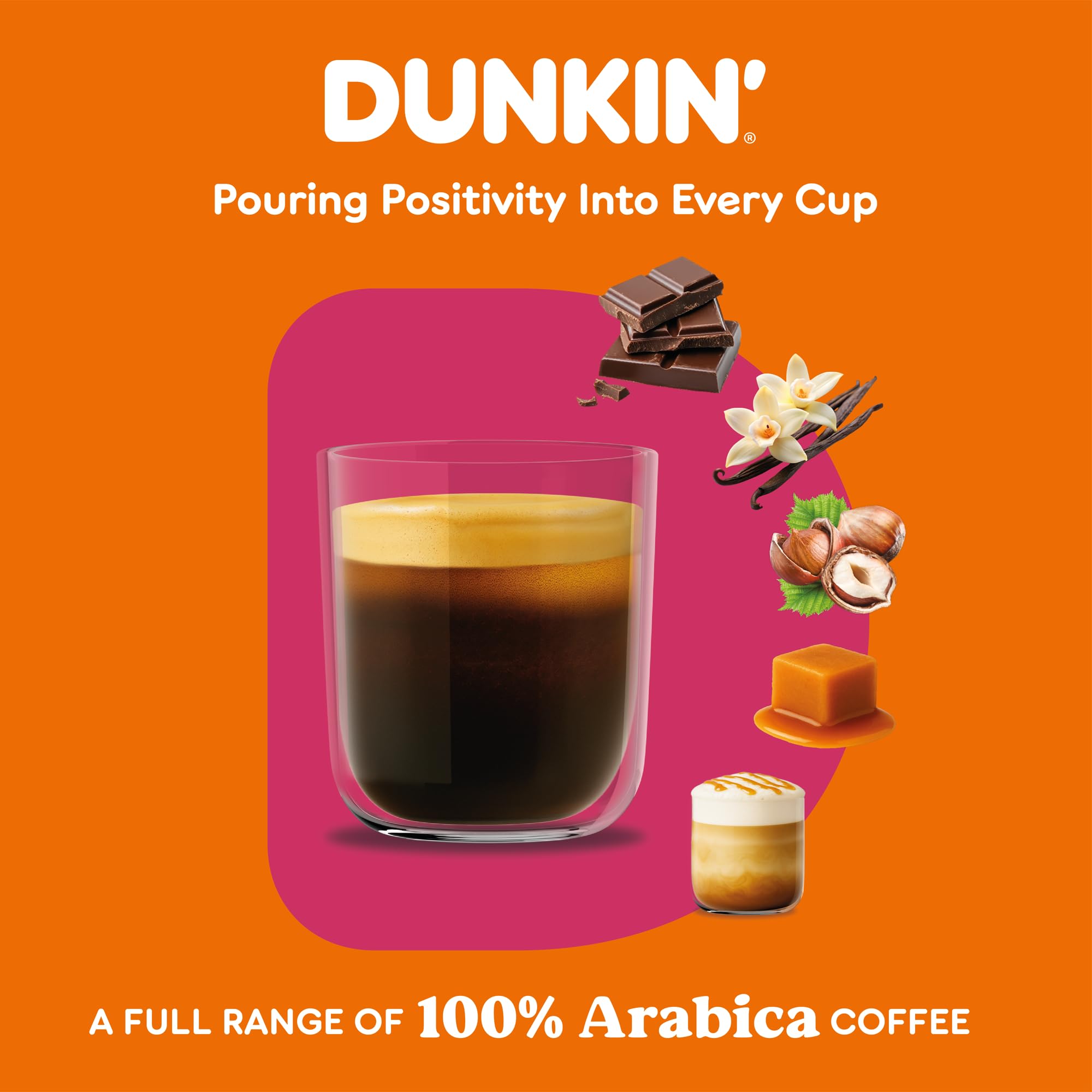 Dunkin’ Donuts Signature Blend – 100 kapsułek kawy kompatybilnych z Nespresso – 100% Arabica – Ekskluzywna mieszanka – Kawa bogata, zrównoważona i aromatyczna