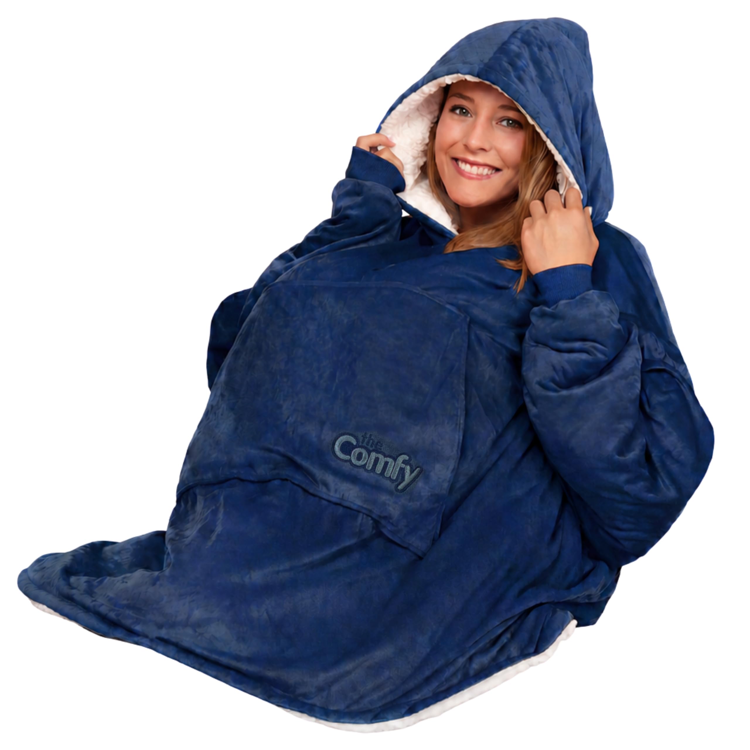 THE COMFY Original | Shark Tank | Patented | Sherpa Wearable Blanket Hoodie Blue