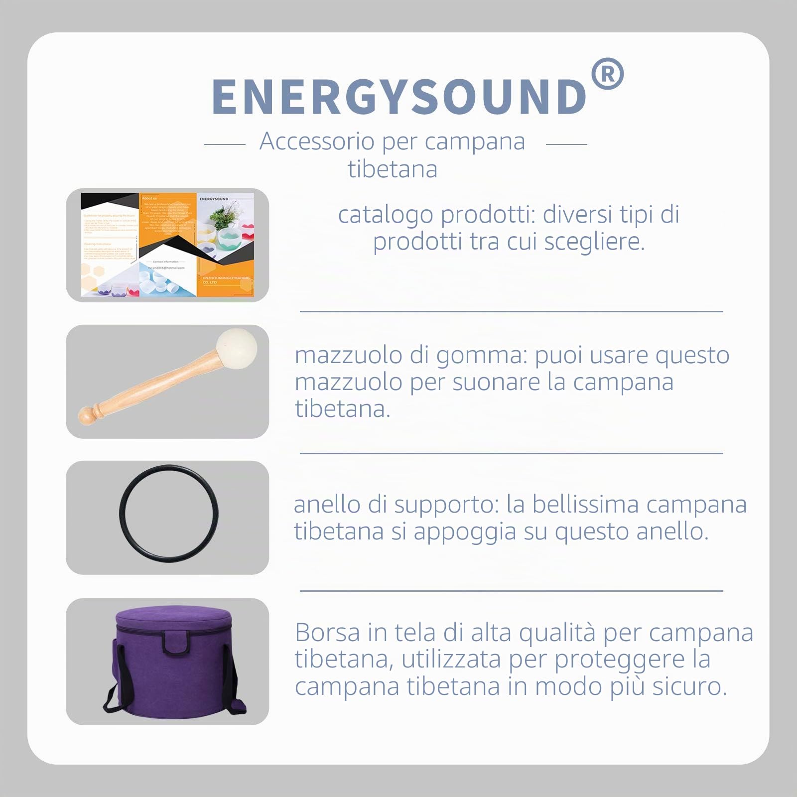 ENERGYSOUND 432 Hz Un terzo occhio Chakra Frosted Quarzo Cristallo Ciotola da 8 pollici con custodia (20 cm)