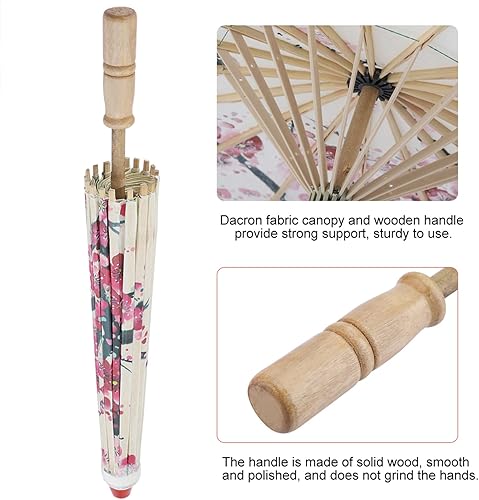 Miniatura 9 de Paraguas hecho a mano, papel al óleo, pintura clásica, ciruelas, bailando, apoyos retráctiles con mango de madera, ten en cuenta el tamaño 24 x 17