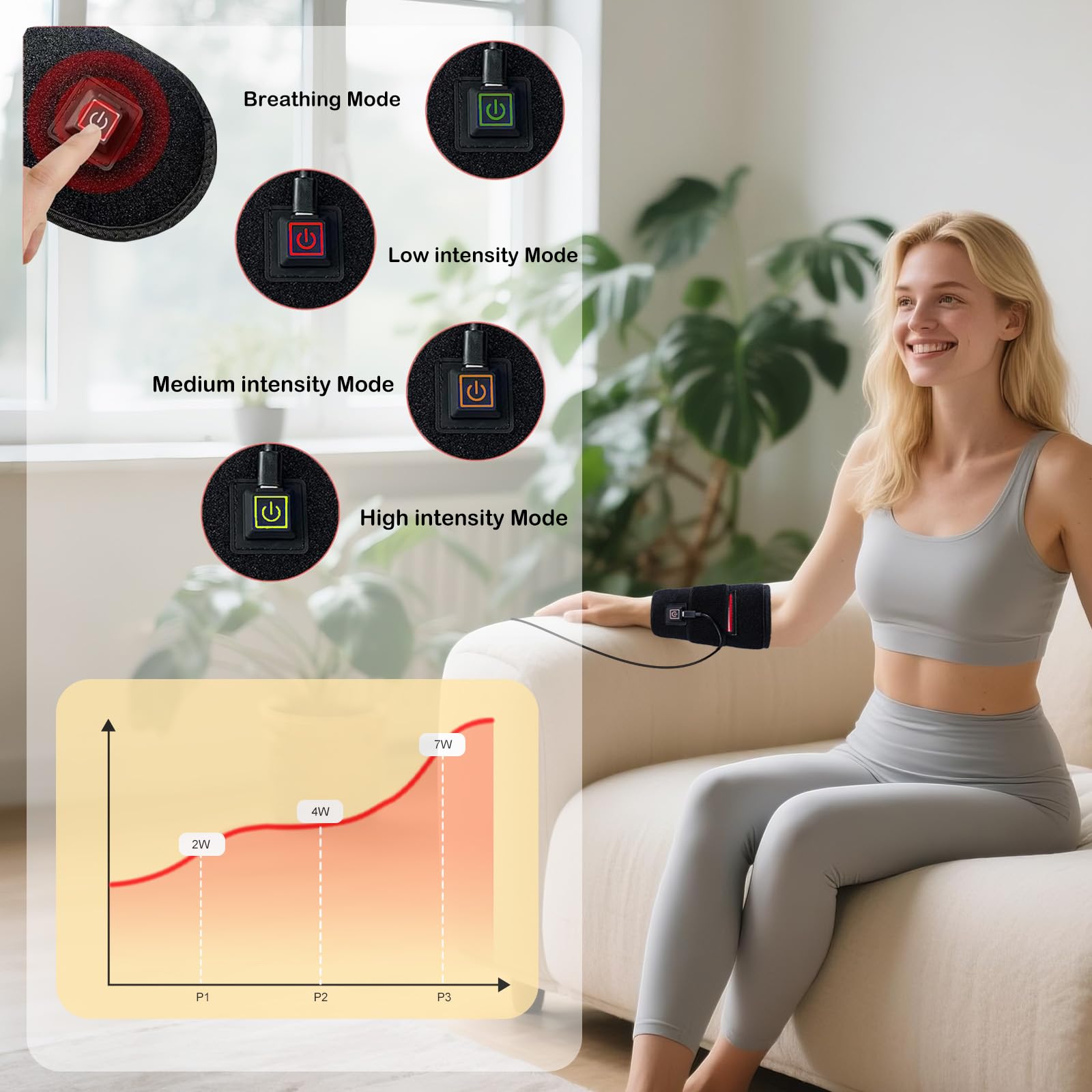 Red-Light-Therapy-for-Body,2025 Upgraded 4 Modes Near Infrared Light for Body Pain Relief,60 Dual-Wave(660nm & 850nm) LEDs,Multi-Mode Customization,Premium Leather(12.4" x 6.1")