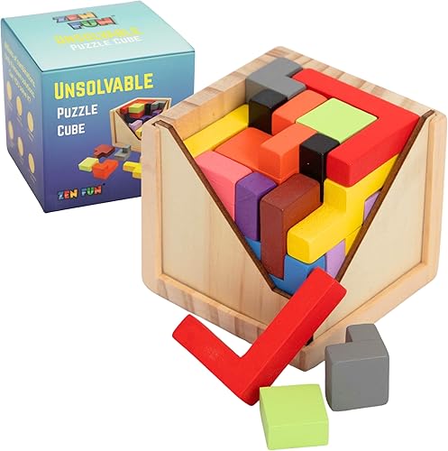 Zen Fun Cubo de rompecabezas sin solución El rompecabezas más duro del mundo para adultos Cubo de rompecabezas 3D pequeño, único y difícil para