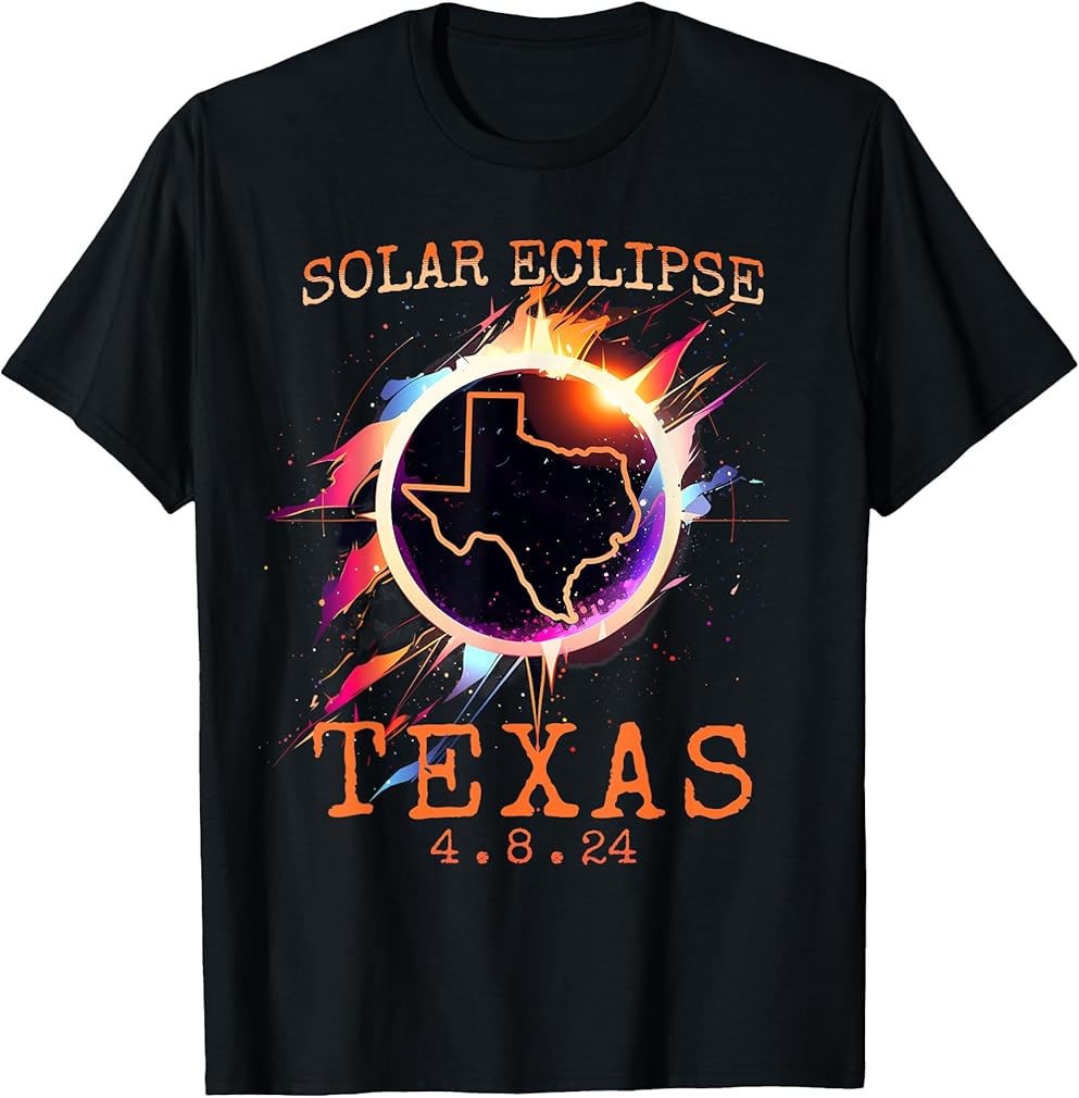Solar Eclipse 2024 Texas USA State Totality Path Souvenir T-Shirt