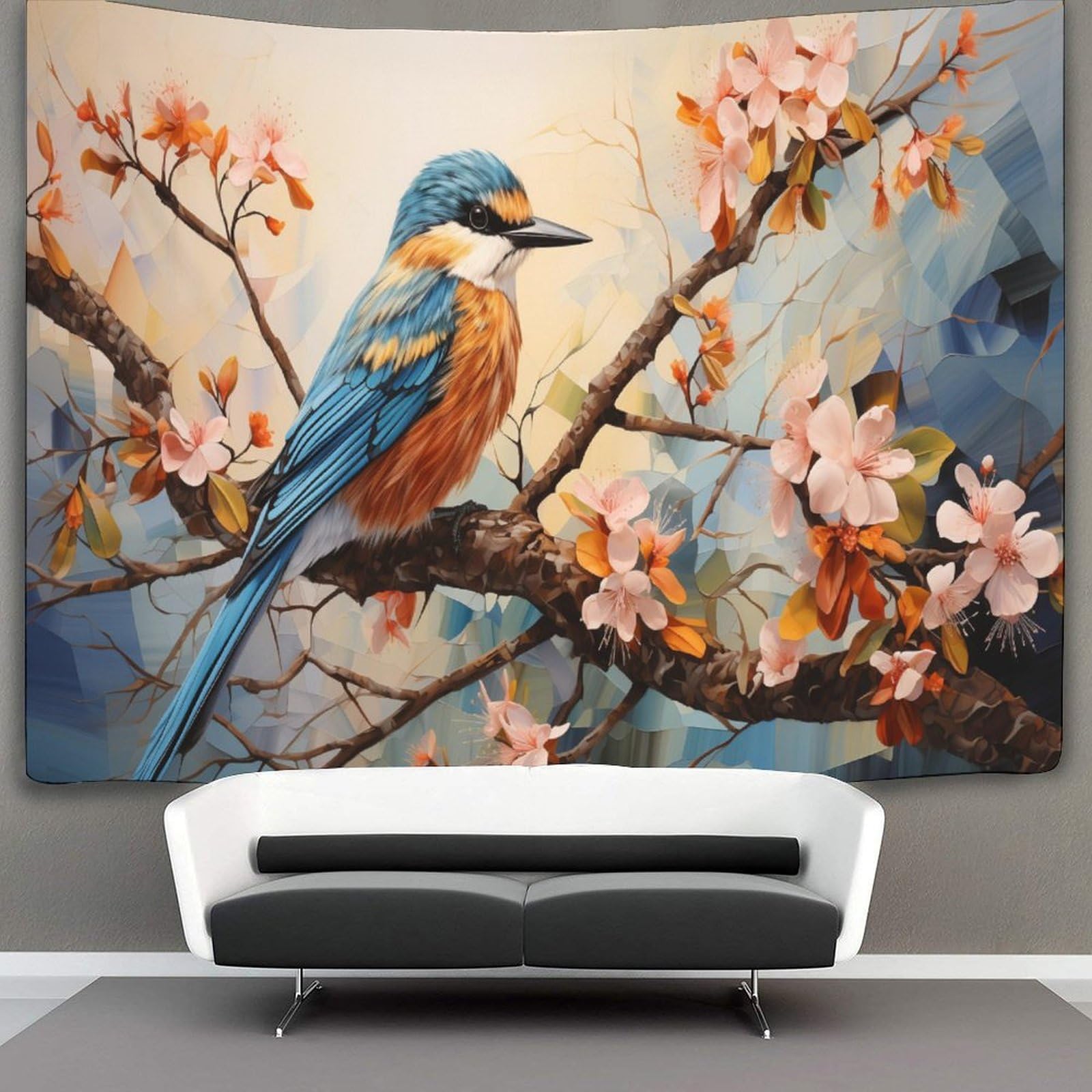 kaiyun Vibrant Kingfisher Tapestry,Birds Animals Art Wall Hanging Decoration for Living Room Bedroom & Dorm 130cmx150cm