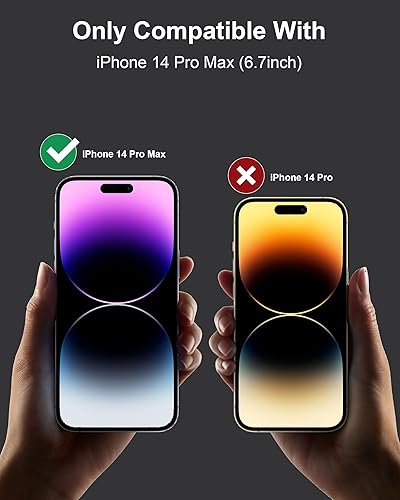 Miniatura 2 de Mamol Paquete de 2 pantallas de privacidad para iPhone 14 Pro Max 6.7 pulgadas, eliminación automática de polvo diamantes duros 9H HD vidrio