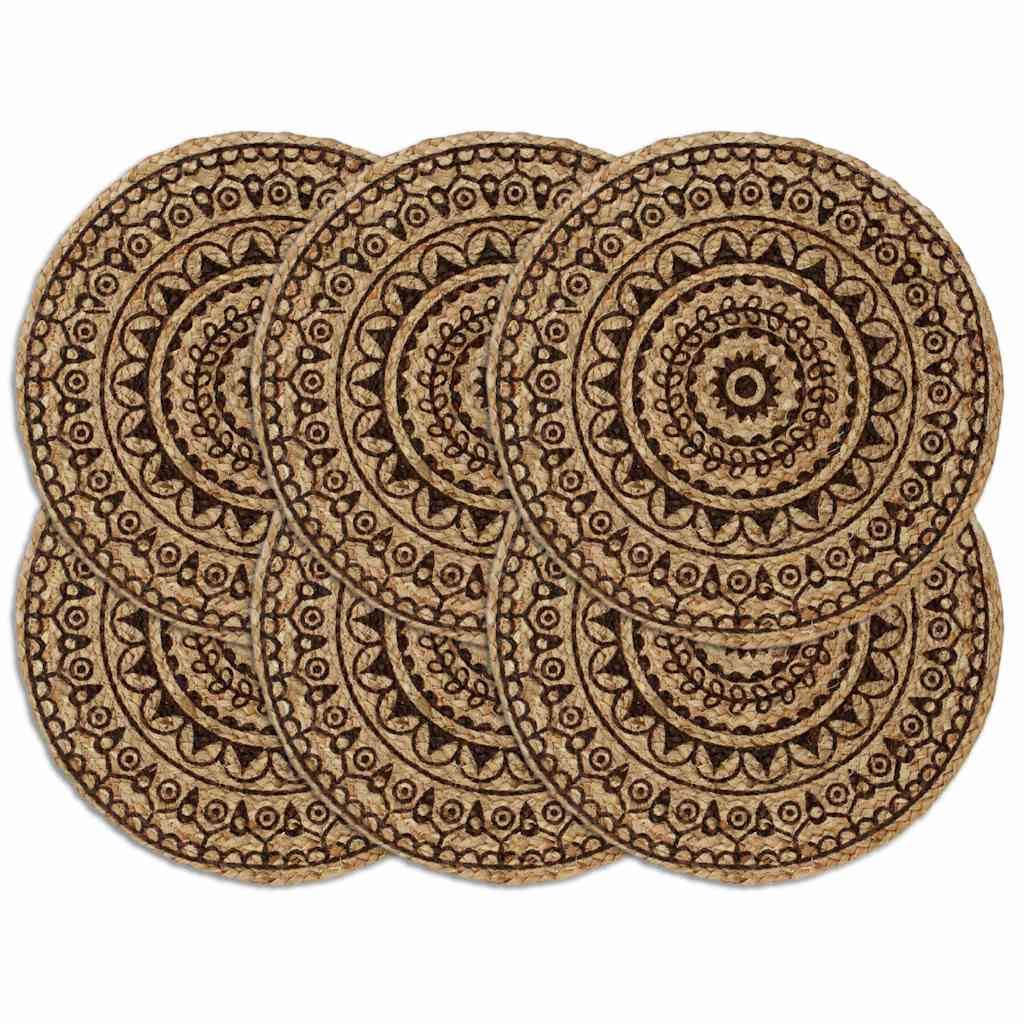 Lot de 6 sets de table ronds 38 cm en jute pour salle à manger, salon
