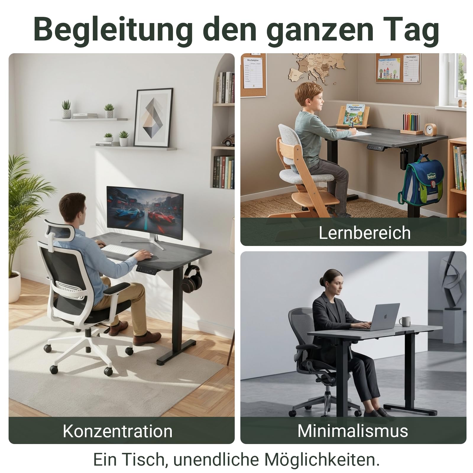Höhenverstellbarer Schreibtisch 80x48cm | mit USB-A/C, Schreibtisch Höhenverstellbar Elektrisch, Ergonomischer Steh-Sitz Computertisch für Homeoffice und Büro
