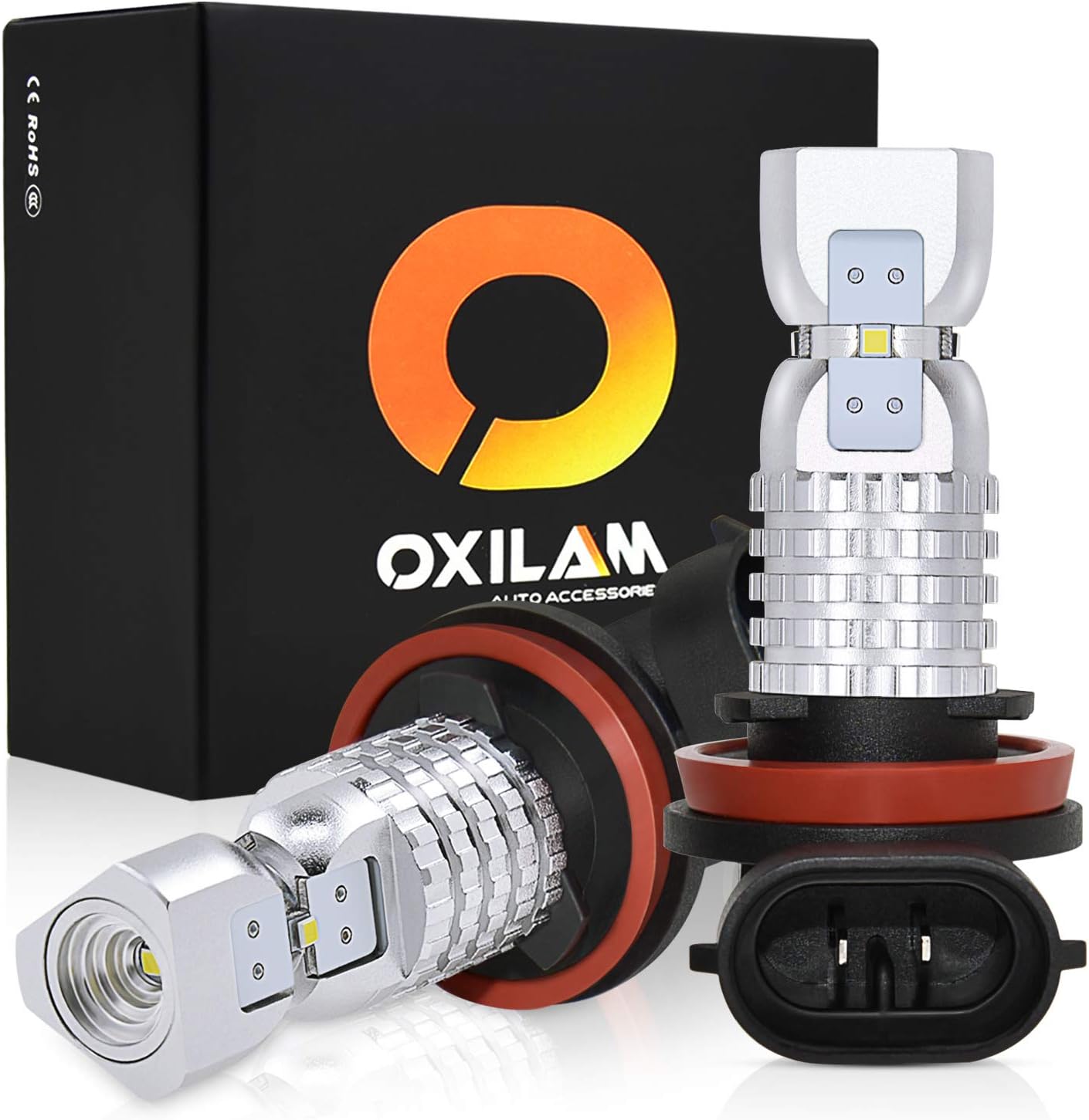OXILAM H8-H11 LED Fog-Light Bulbs Extremely Bright 2600 Lumens 6000K Xenon White Non-polarity Sensitive for Fog-Lights or DRL , Pack of 2