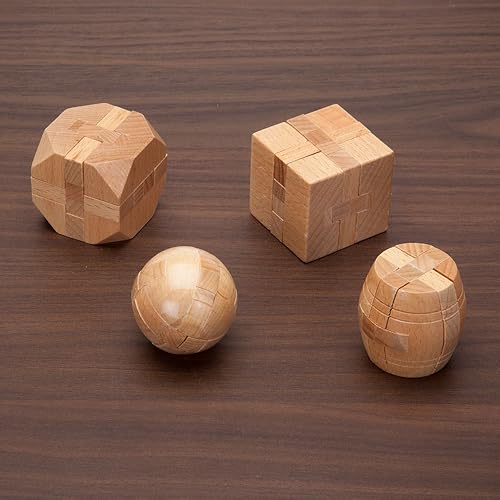 Miniatura 3 de Mini juego de rompecabezas de madera, juego de cuatro tintes de madera clara, diseño clásico, rompecabezas de madera y regalos divertidos