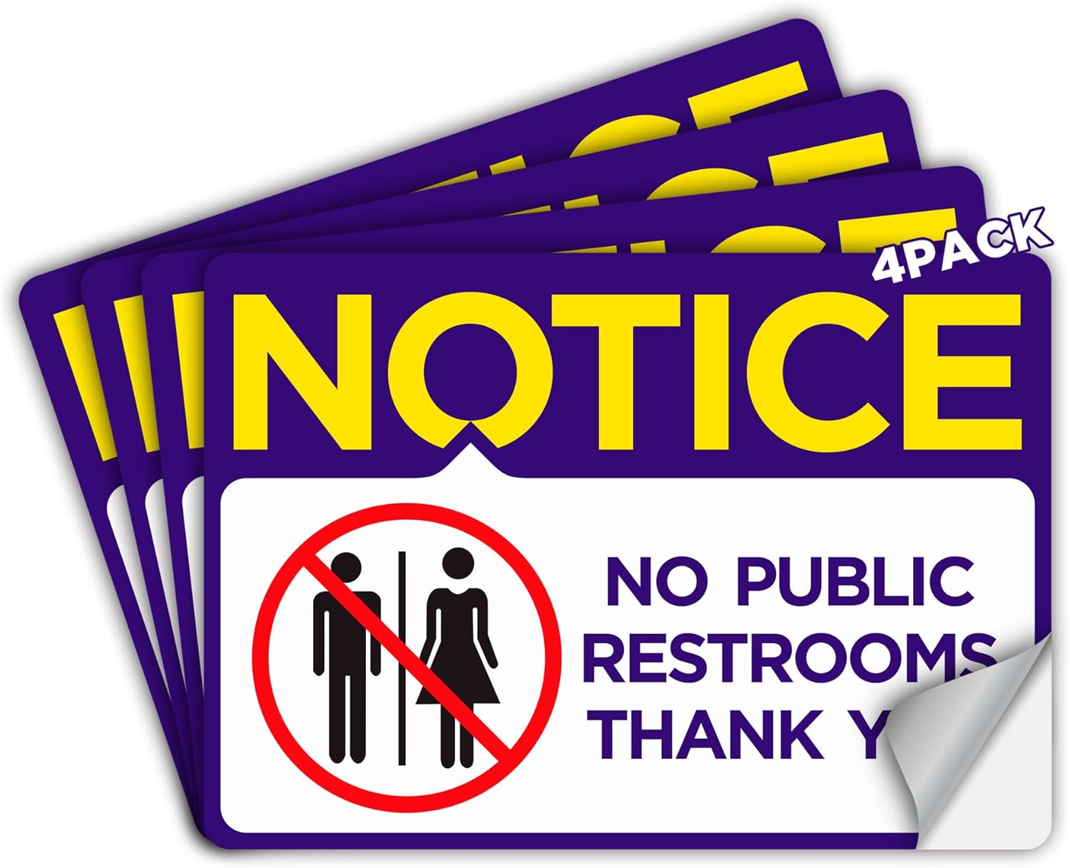 No Public Restrooms Signs 4 Pack 10"x7" No Public Restroom