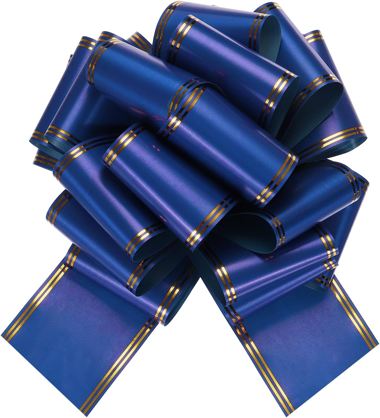 MECCANIXITY 12 Inch Giant Large Pull Bow Big Metallic Car Bows Ribbon with Gold Edge for Wedding Presents Gift Wrapping Christmas, Blue