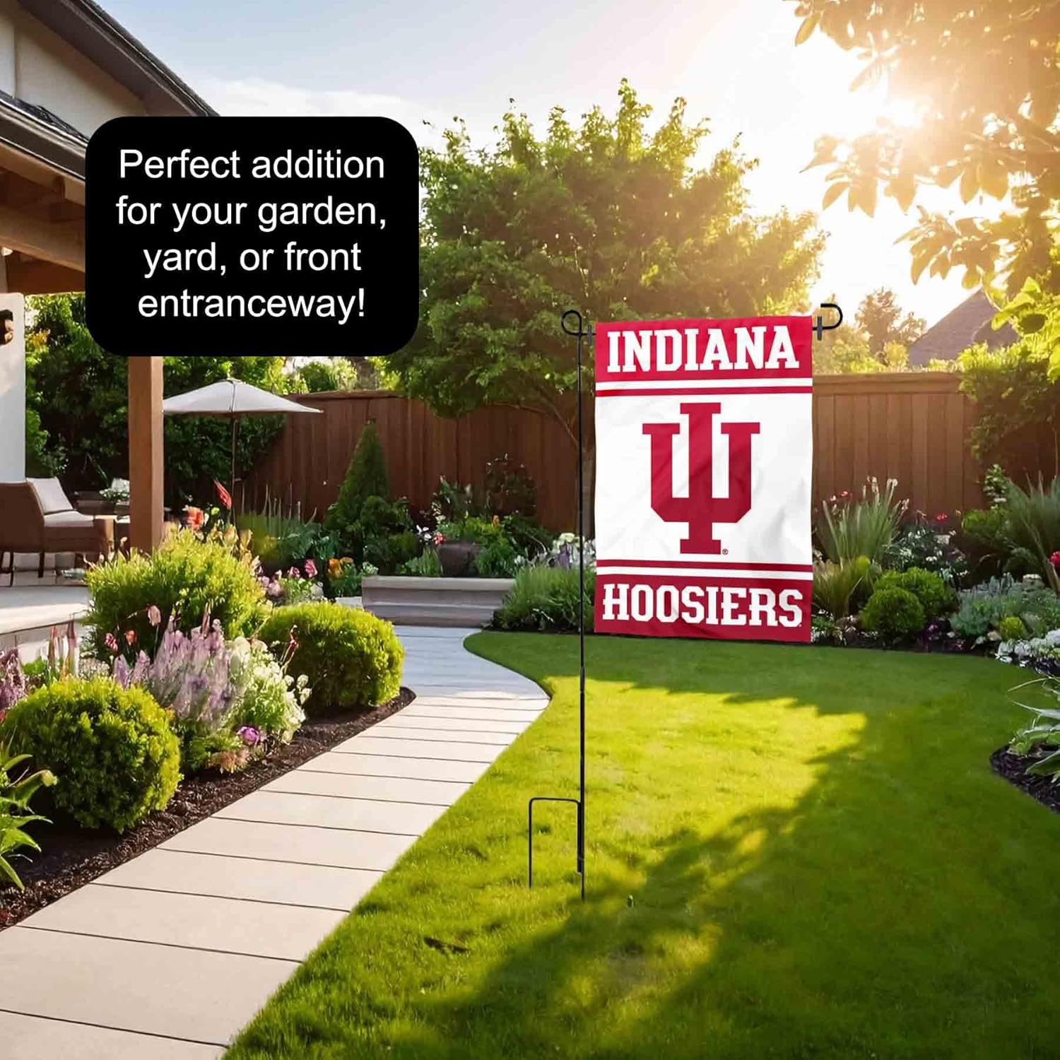 Indiana Hoosiers Garden Flag with Stand Holder - Image 4