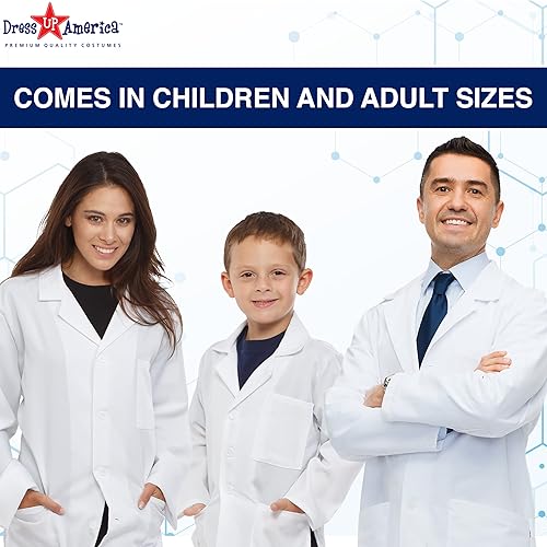 Miniatura 7 de Dress Up America Abrigo de laboratorio para niños, disfraz de laboratorio blanco para niñas y niños, abrigo de laboratorio ligero de 34 de longitud,