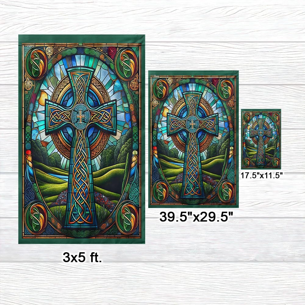 American Flag-Irish Celtic Cross Flag TQN2531F, Garden Flag (11.5" x 17.5")-USA Flags Premium Polyester-Decorative Indoor Outdoor Flag