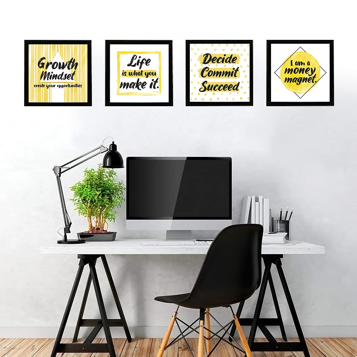 Chaka Chaundh - Suitable Motivational Quotes Frames Framed Posters - Posters with Frame - (9 X 9 Inches) - Engineered wood 4