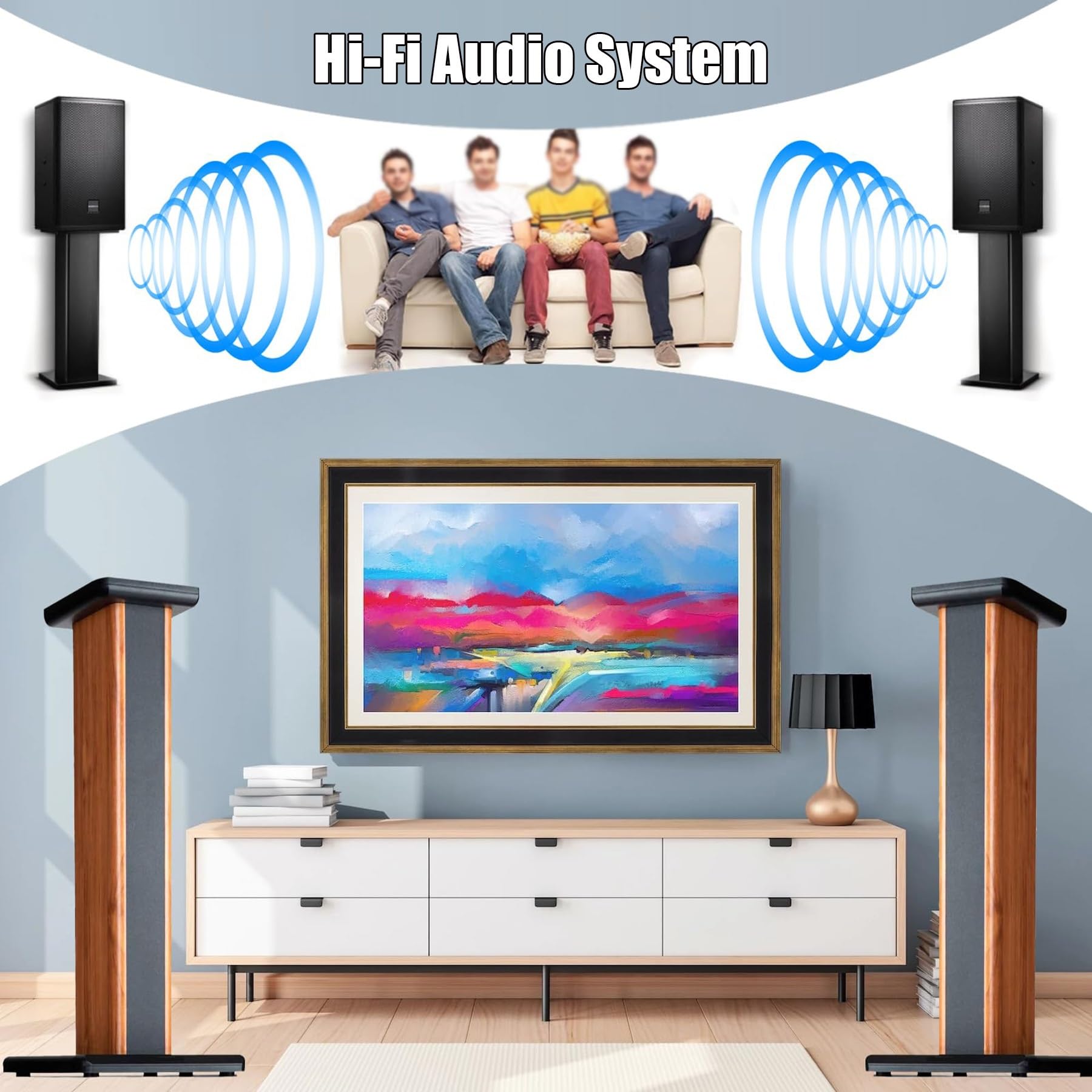 Coppia Universale Da Pavimento 30-90 Cm, Supporti Per Diffusori In Legno, Supporto Per Monitor Da Studio Surround Resistente Per Home Theater Con Funzione Di Regolazione Del(Black,50CM)