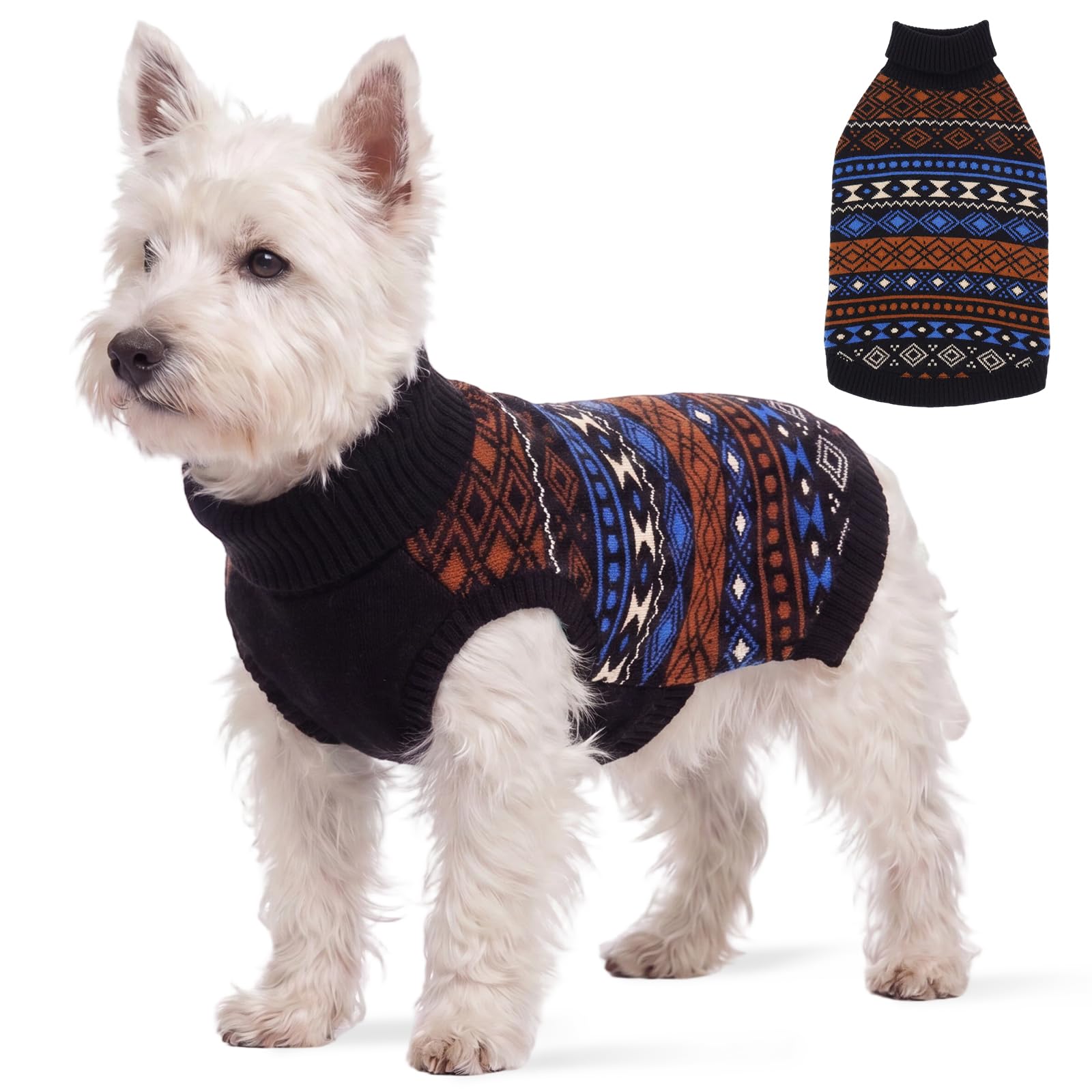 OUOBOB Dog Sleeveless Turtleneck Knit Jumper Black S