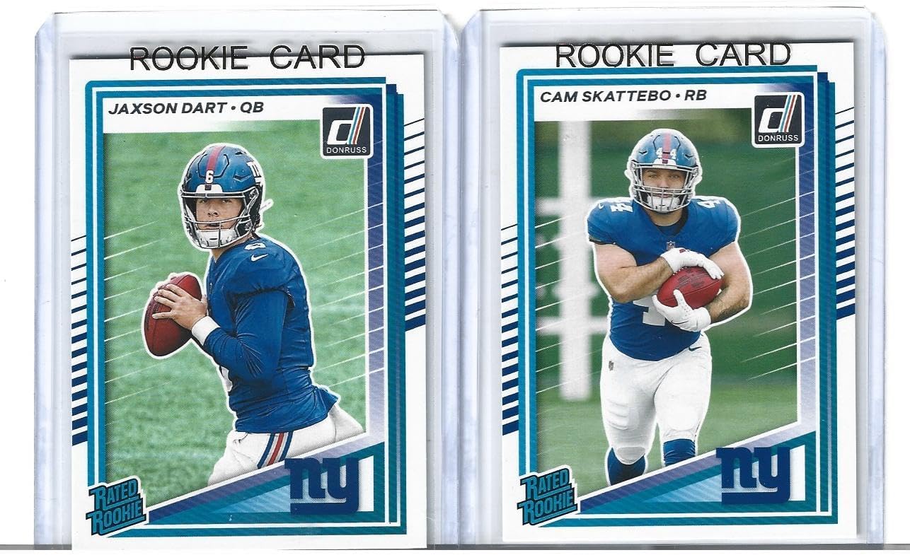 Jaxson Dart and Cam Skattebo Football 2 Card Rookie Lot Donruss Rated Rookie Giants Star Quarterback & Running Back! You Will Receive Both Cards Showed