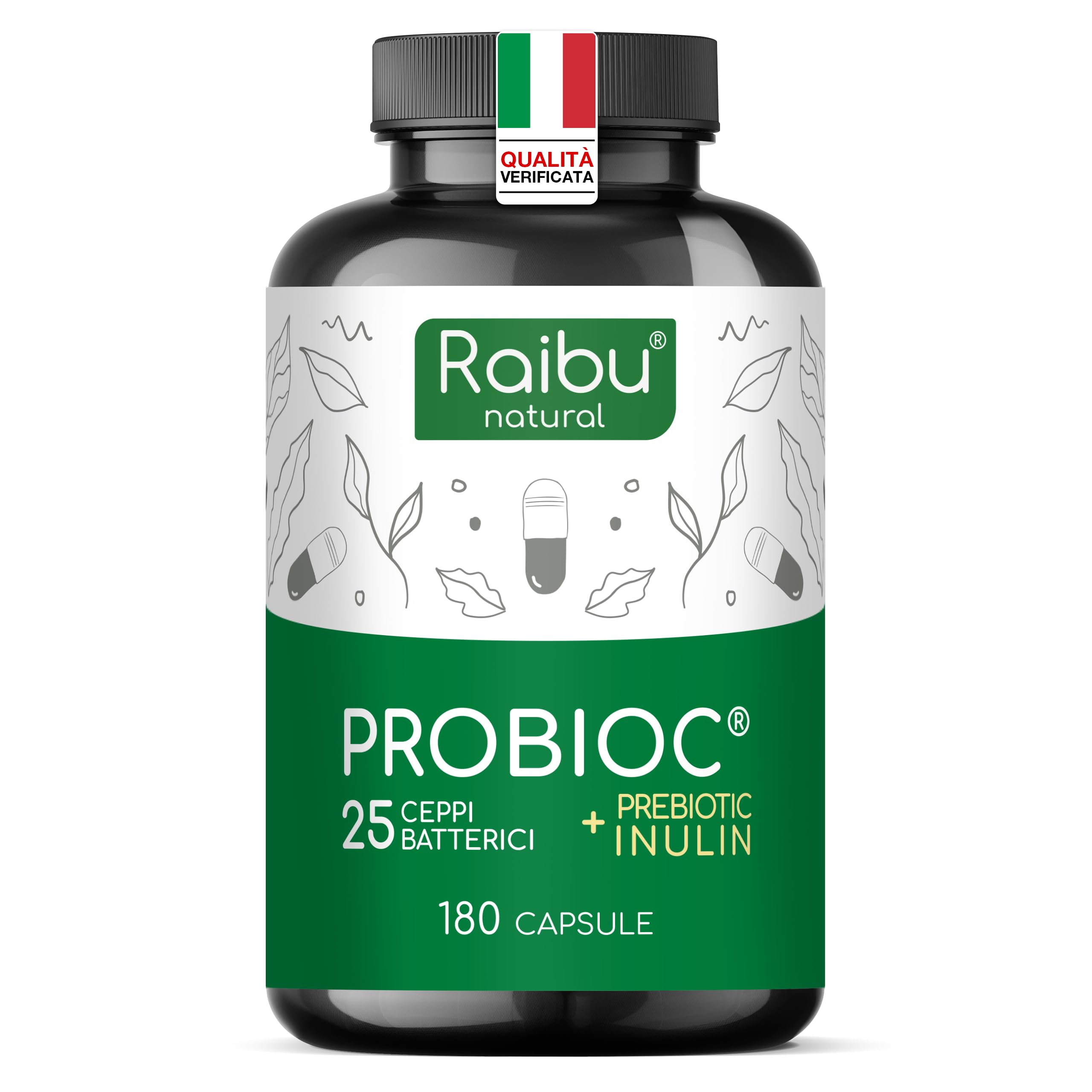 25 ceppi batterici con inulina da cicoria, 180 capsule