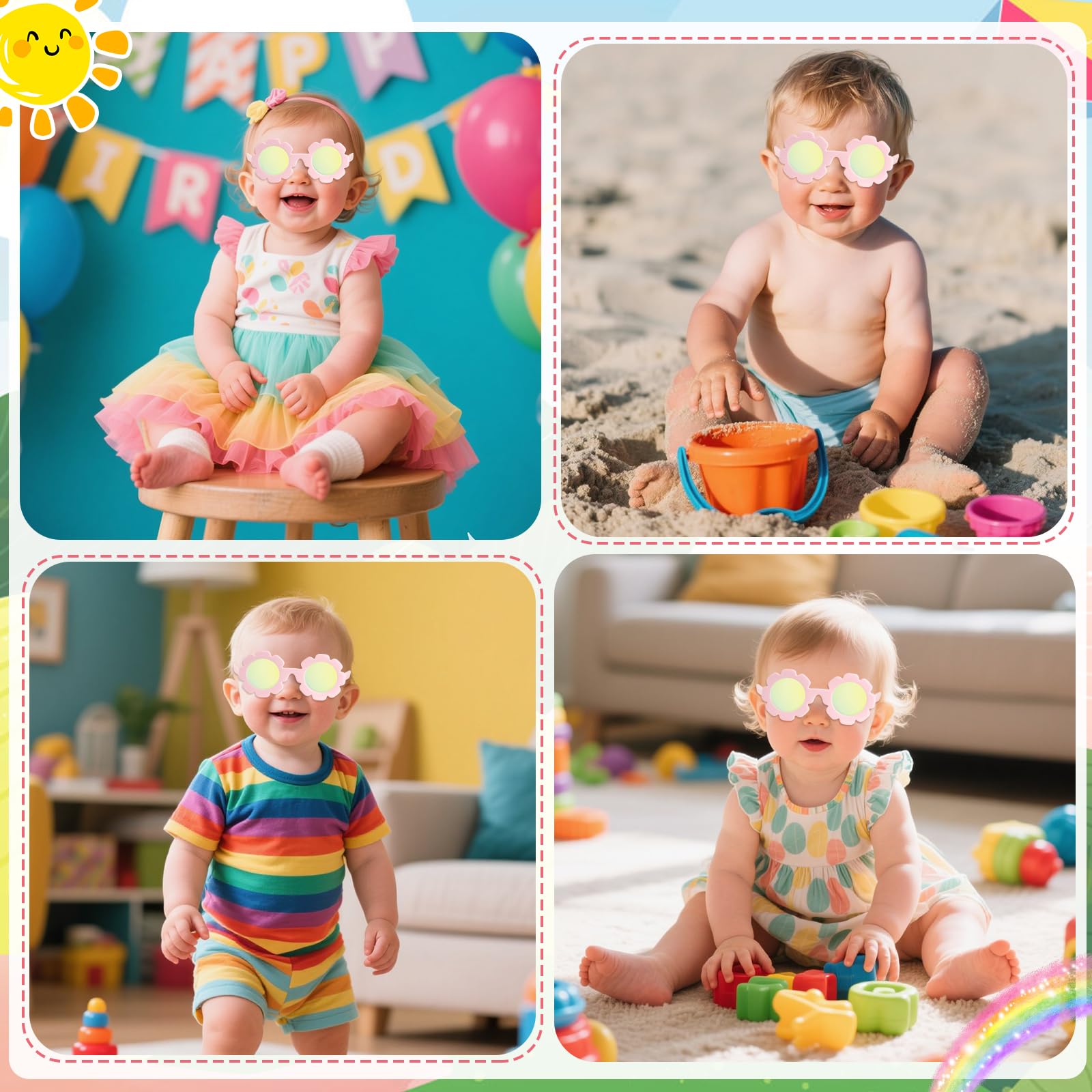 Hifot Occhiali da sole Polarizzati Baby, Occhiali da Sole Con Regolabili cinghia UV400 protezione UV Ponte nasale in Silicone Morbido per neonati da 0 mesi a 2 anni
