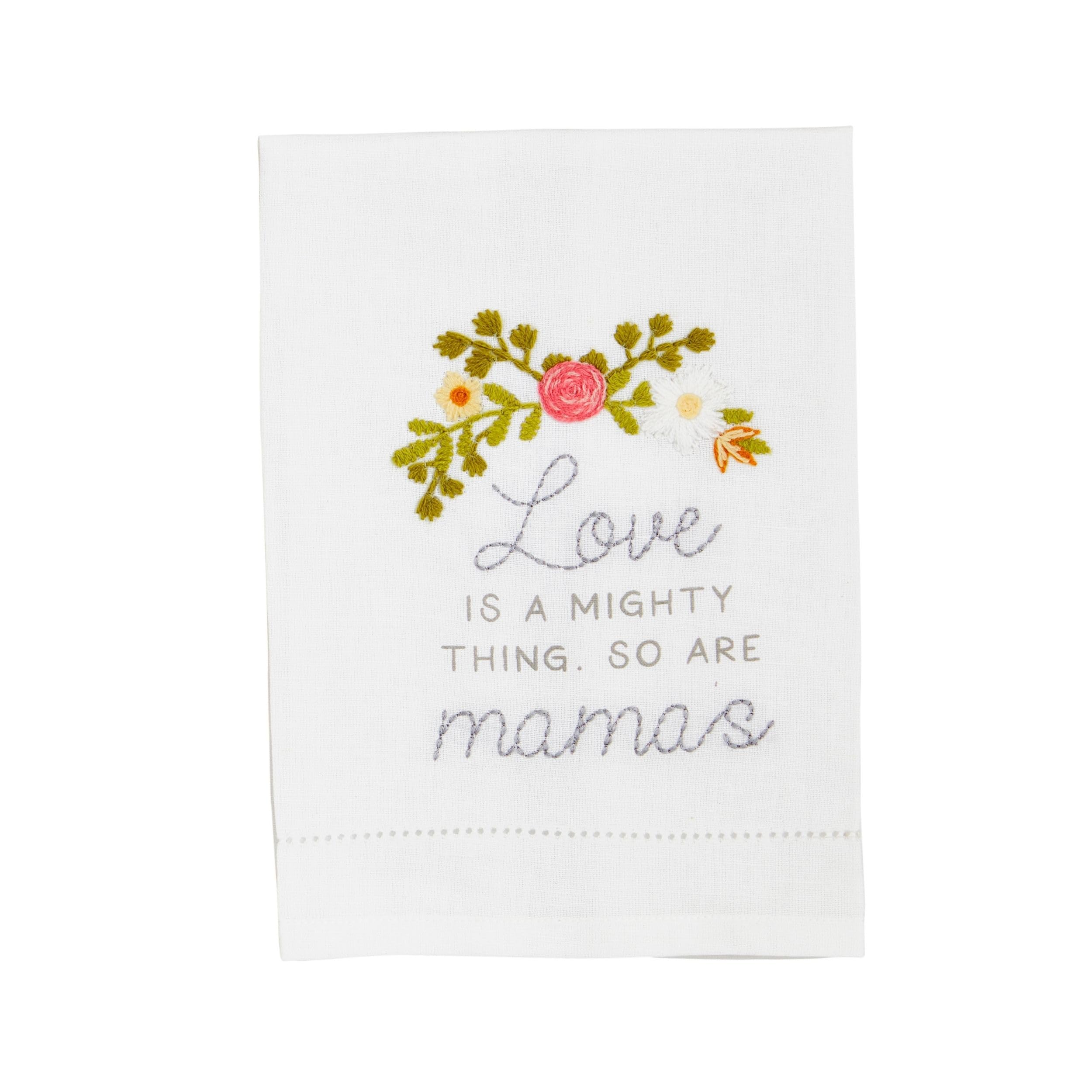 Serviette brodée Love is Mom Mud Pie, le cadeau idéal pour la fête des mères