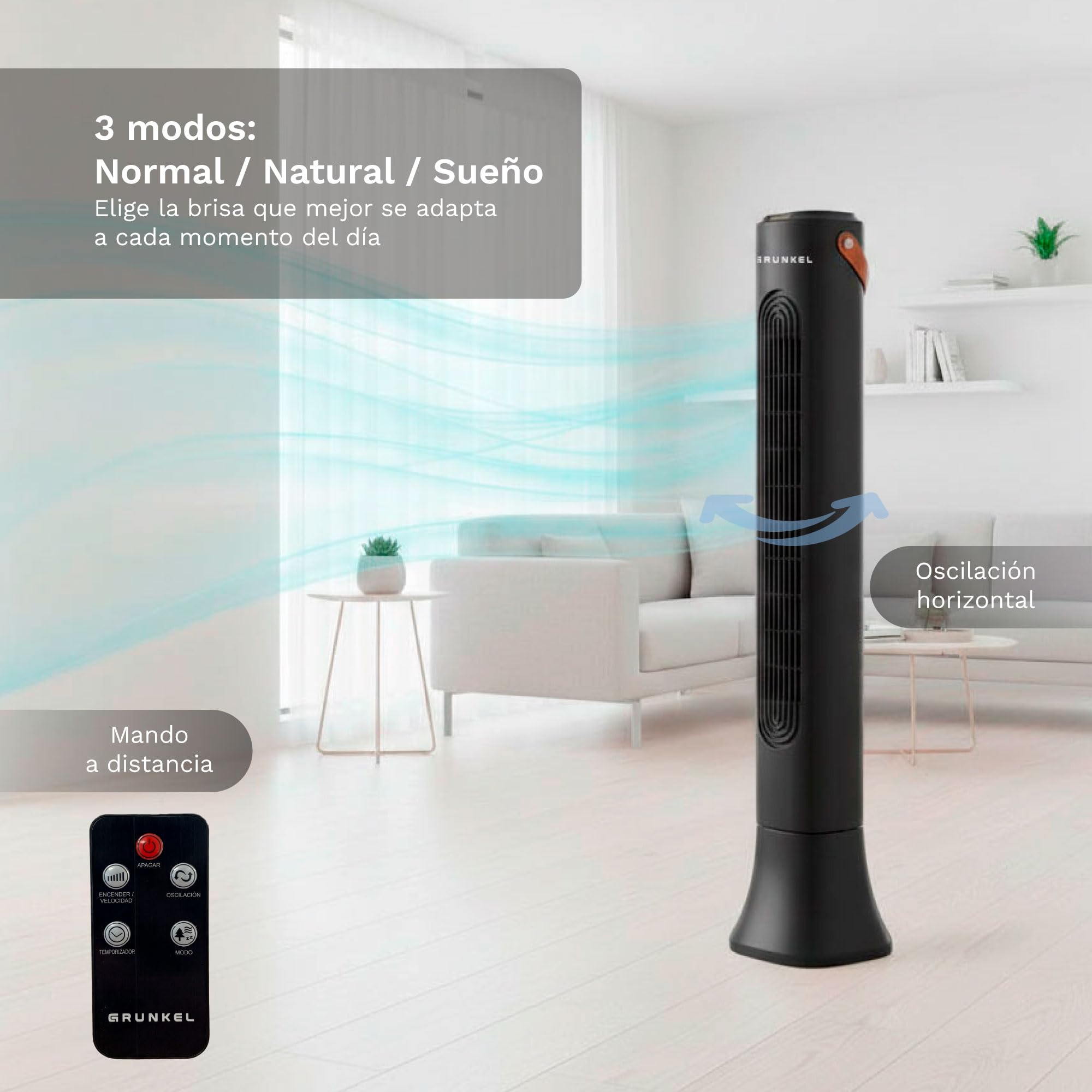 Ventilador de Torre Grunkel TF-DSGNG- 50W- 3 Velocidades