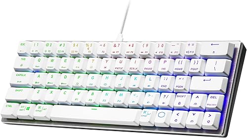 Miniatura 8 de Cooler Master SK620 - Teclado mecánico para juegos de perfil bajo, 60% plateadoblanco, interruptores azules clic, RGB personalizable, diseño