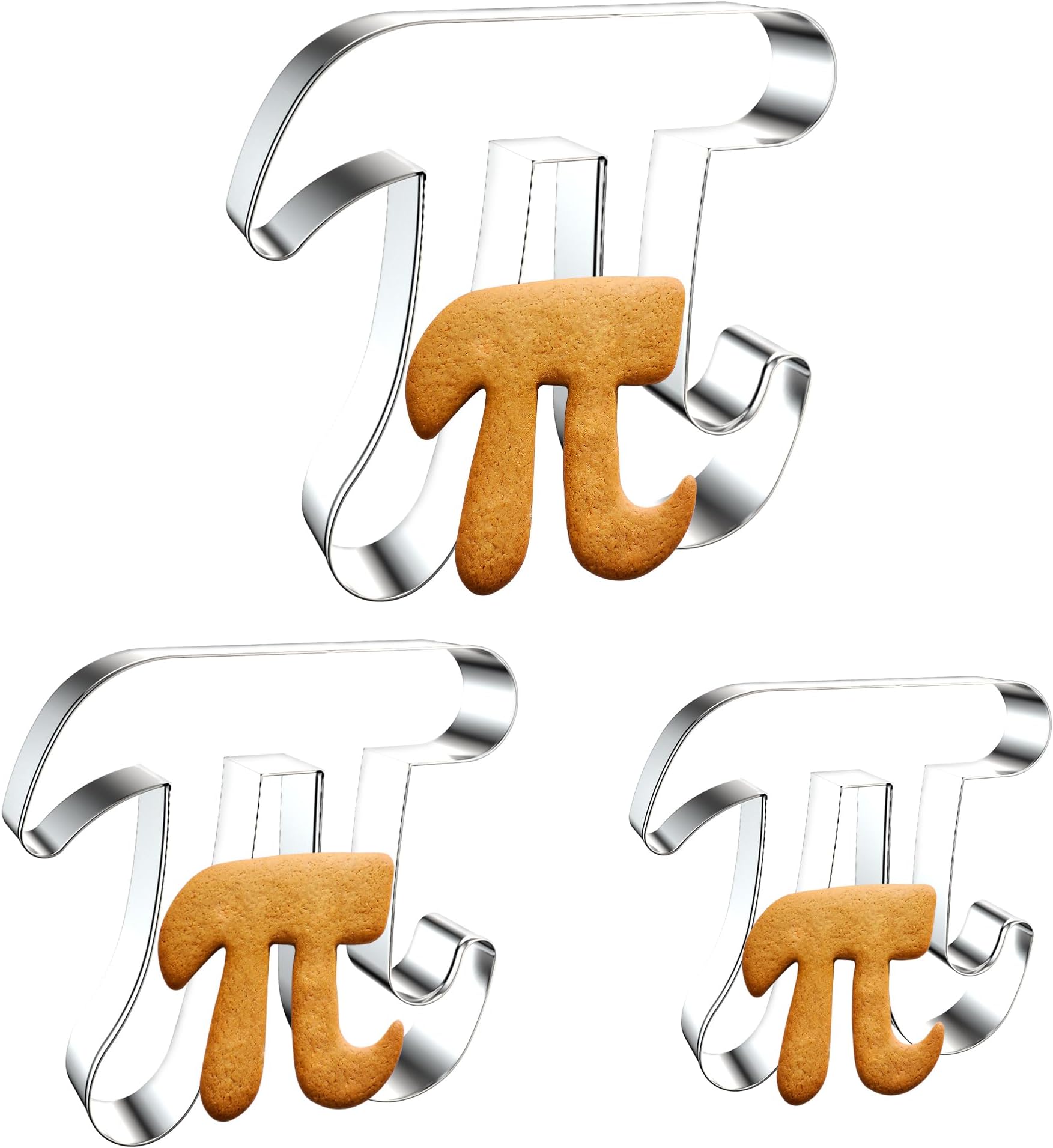 3 PCS Pi Symbol Cookie Cutters, 3 Size Large Pi Sign Metal Cookie Cutters Molds for Baking Cookie Pastry Sandwich Party Supplies, 4.72", 4", 3.15"