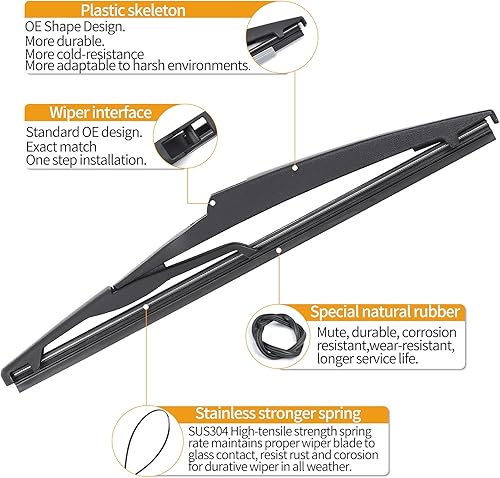 Vista 134 de MIKKUPPA Reemplazo de limpiaparabrisas trasero para Ford Focus Juego de limpiaparabrisas trasero, 2012-2018, montaje de accesorios