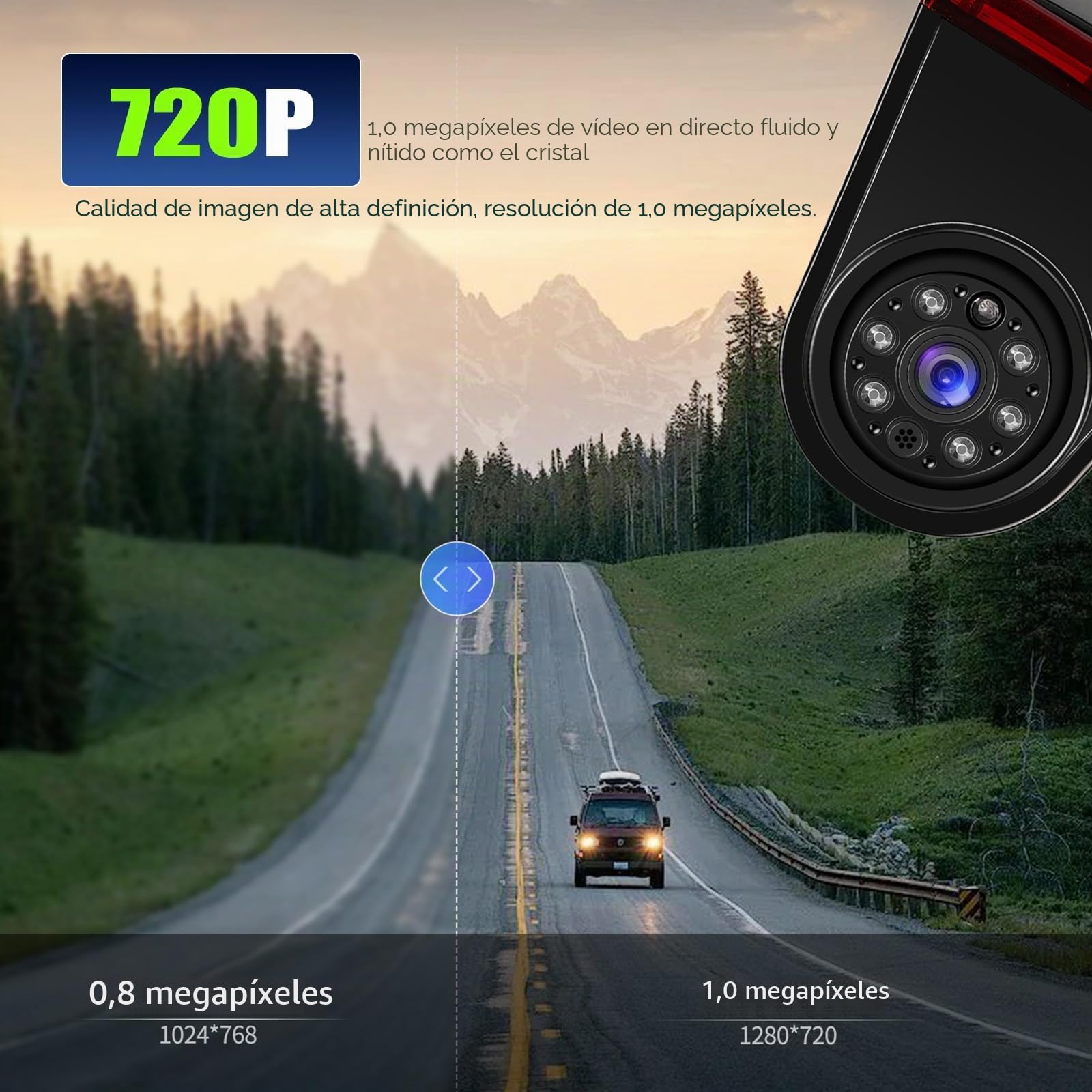 CAMECHO Cámara Trasera HD Visión Nocturna IP67 Cámara Impermeable para Ford Transit 2015-2017 Tercera luz de Freno con Gran Angular 140°, 12V, 10M Conexión por Cable
