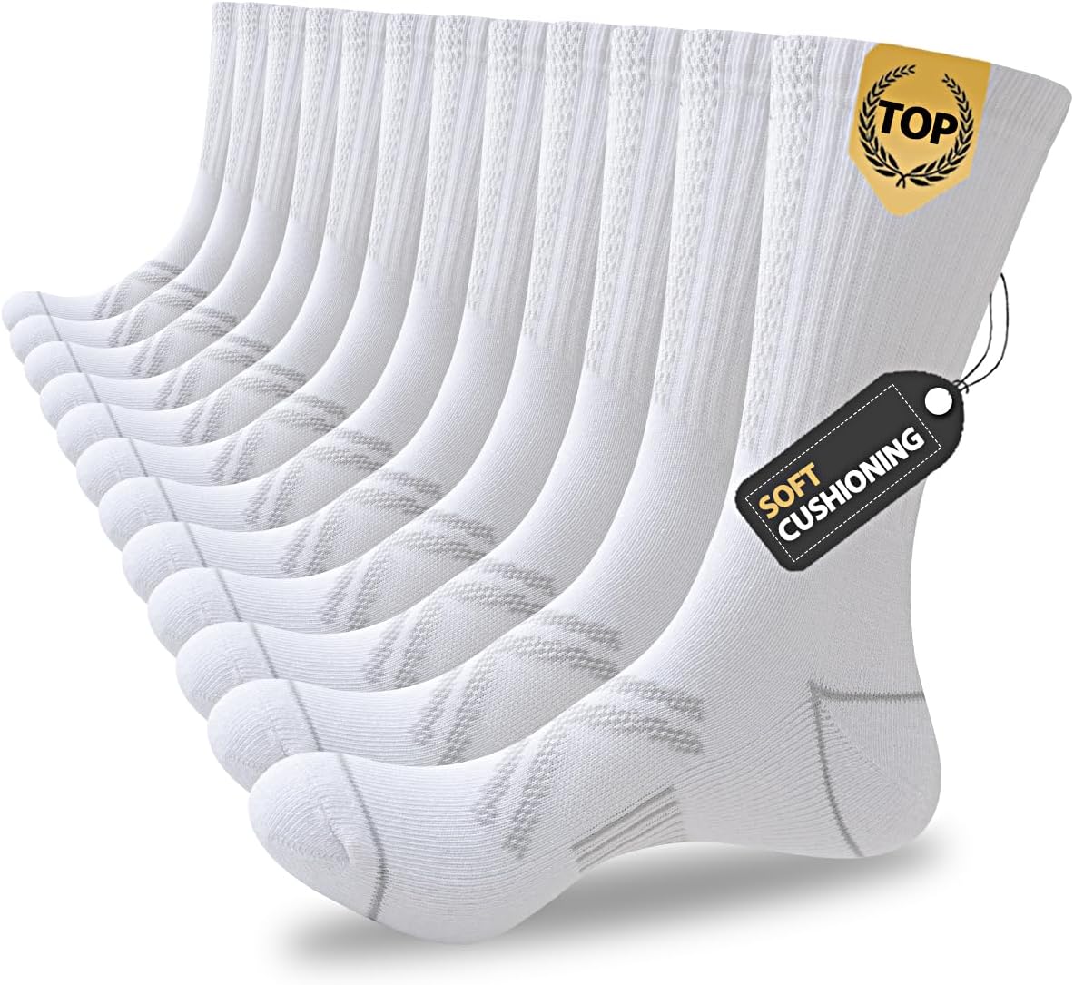 JOYNÉE 12 Pairs Mens Athletic Crew Socks Cushioned for Men Sports Running-Arch Support