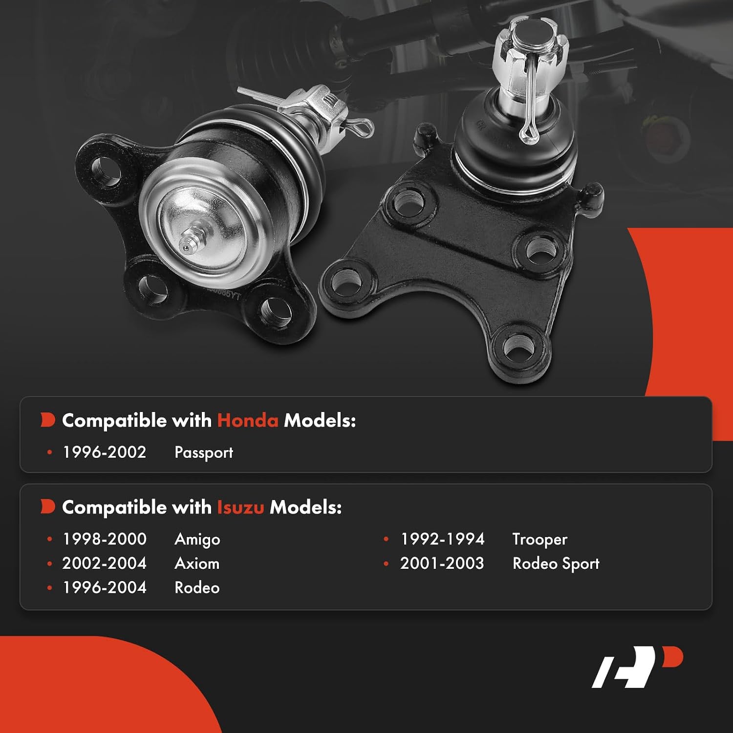 A-Premium Set of 4, Front Upper & Lower Ball Joints Kit, Compatible with Honda Passport 96-02, Isuzu Amigo 98-00, Axiom 02-04, Rodeo 96-04, Rodeo Sport 01-03, Trooper 92-94