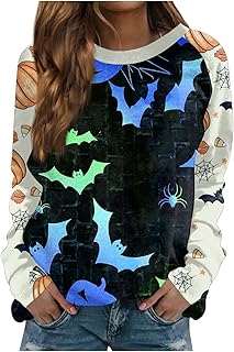 Women Sweatshirts UK Halloween Pumpkin Printed Sweatshirts Long Sleeve O Neck Sweatshirts Women Autumn Winter Pullover Sweatshirts Trendy Graphic Raglan Sleeve Top Halloween Womens Costume