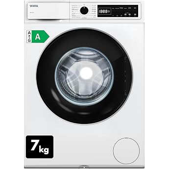 VESTEL WMI 76341 Washing Machine 7 kg Front Loader - 1400 rpm Energy Efficiency Class A Inverter Motor Steam Function AquaStop Quiet Freestanding White [Energy Class A]