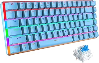 UrChoiceLtd AK33 Mechanical Gaming Keyboard Rainbow Backlit USB Type C Wired Waterproof Gaming Keyboard Blue Switches Anti-ghosting Keys for Office, Typists and Play Games (Blue/Blue Switch)