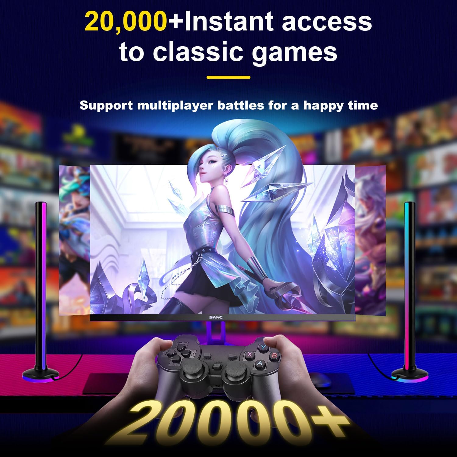 Handheld Game Console,4K HDMI Retro Gaming Console with 40,000+ Games & 23 Emulators and Dual 2.4G Wireless Controllers