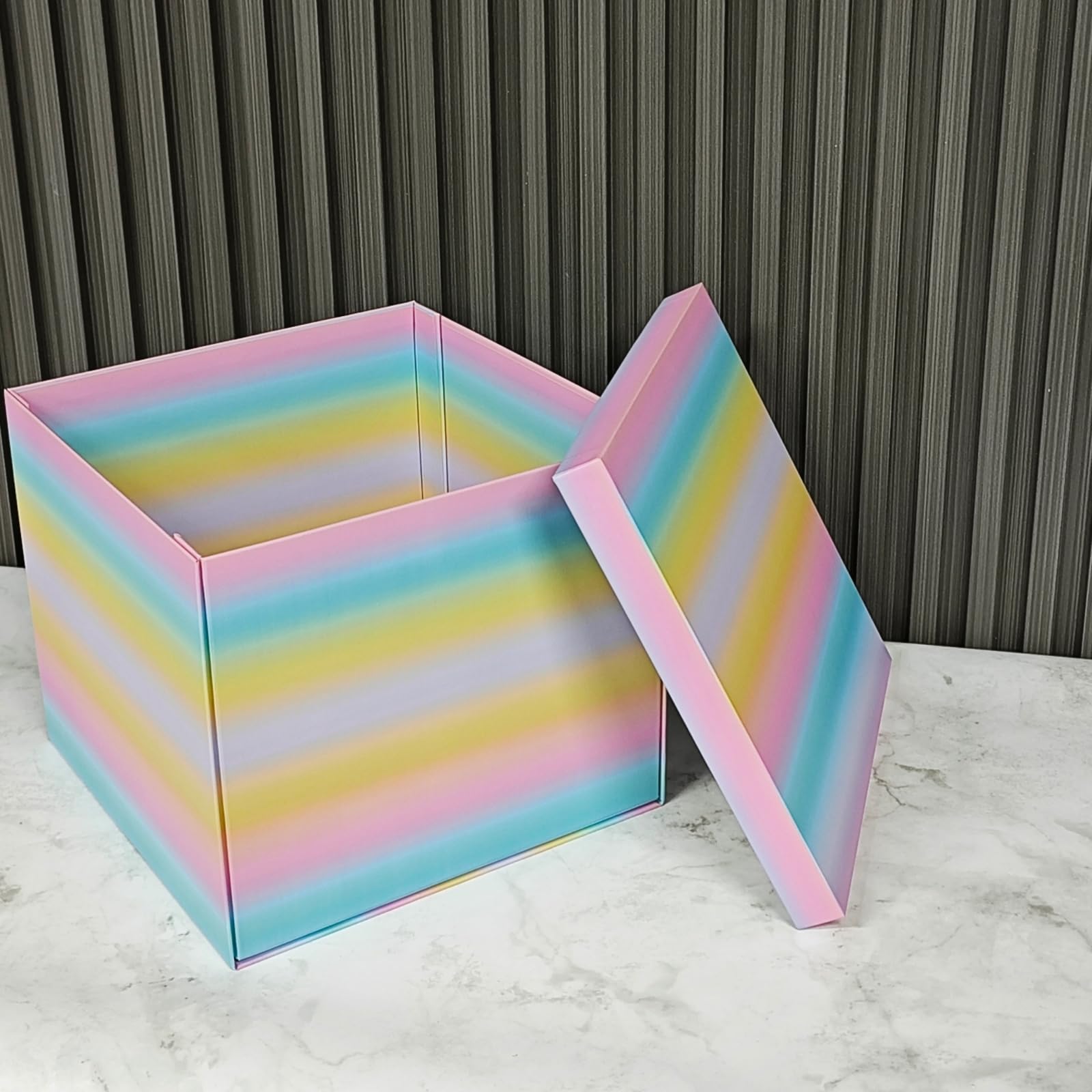 YINUOYOUJIA Große Geschenkbox, 30,5 x 30,5 x 25,4 cm, Geschenkboxen mit Deckel für Geschenke, Geburtstagsbox, Geschenkverpackung für Babyparty, Valentinstag, Kinderparty, Feiern (bunte Box)