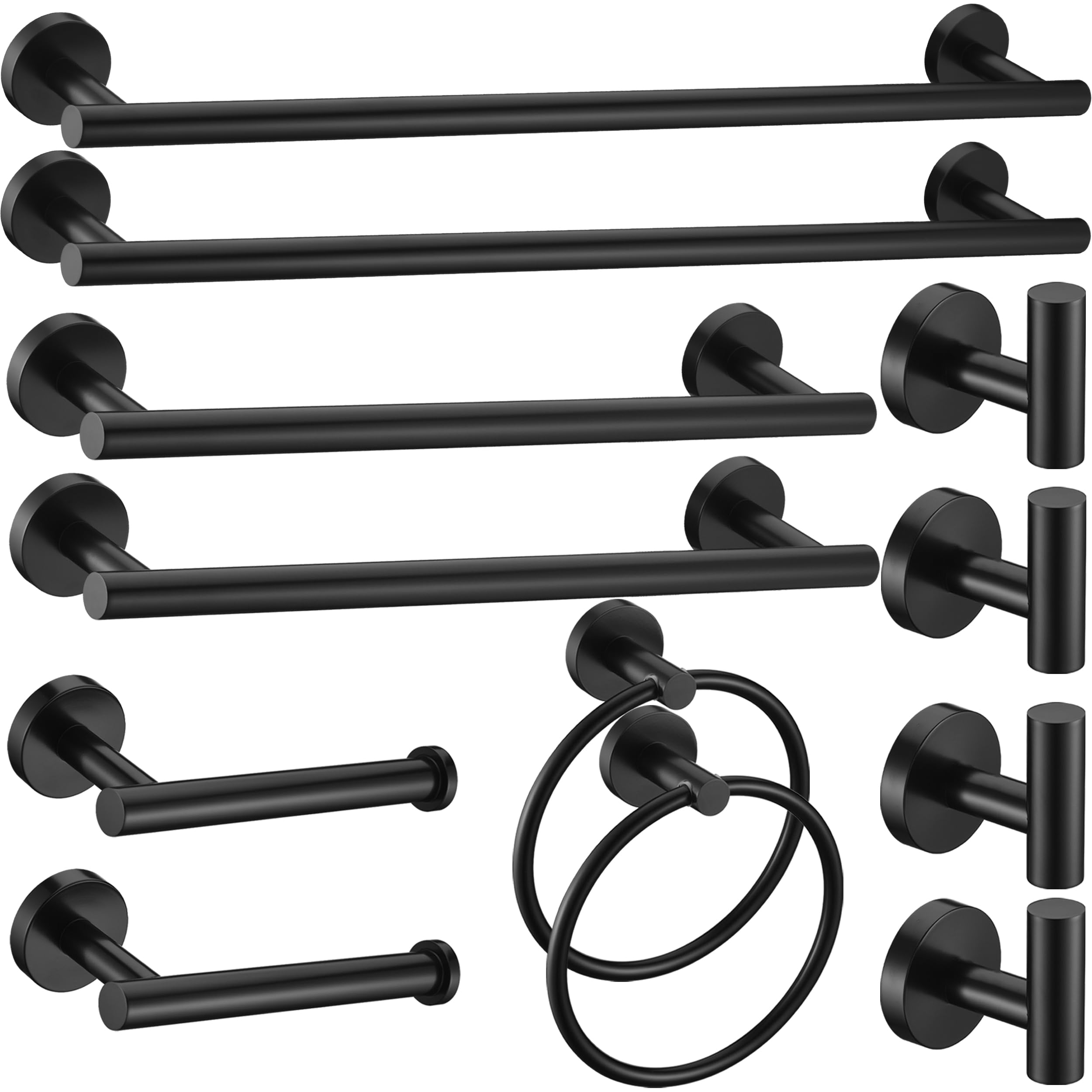 6 Pieces Brushed Nickel Bathroom Hardware Accessories Set Hand Towel Ring 16&23.6 inch Round Towel Bar Silver Toilet Paper Holder Towel Hooks 2 Pieces SUS 304 Stainless Steel,Heavy Duty,Wall Mounted — Amazon image 18