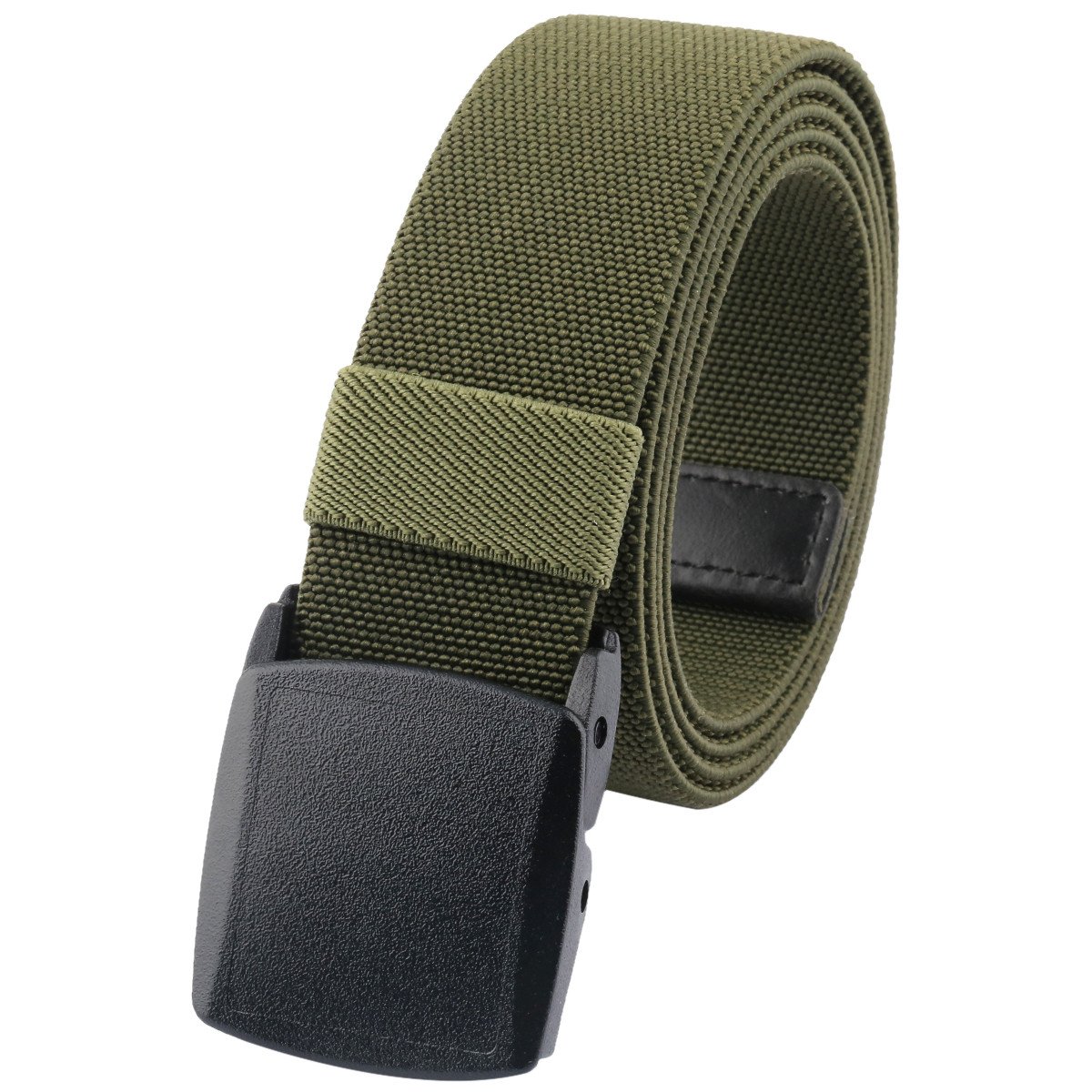 Kyeygwo Men's Army Green Unisex Elastic Web Belts, Outdoor Adjustable Stretch Webbing Nylon Belt With Plastic Buckle,