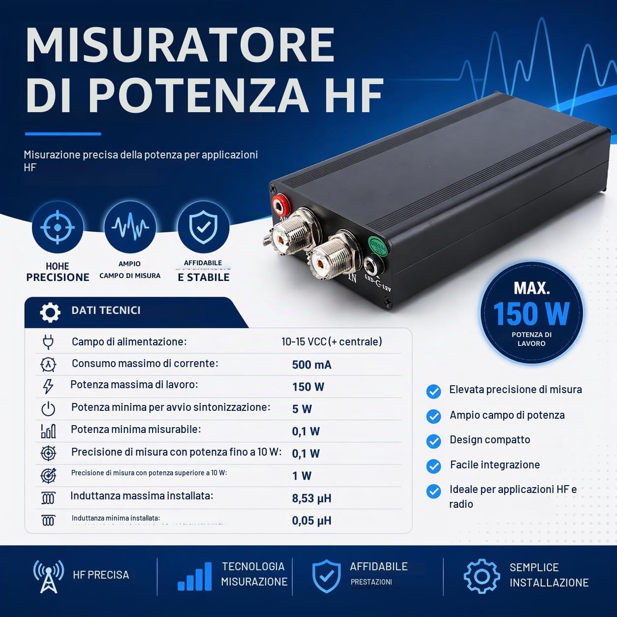 ATU-130 Sintonizzatore Antenna 1,8-50 MHz 200 W Sintonizzatore Antenna Automatico a Onde Corte in Miniatura 10-15 VDC Display OLED