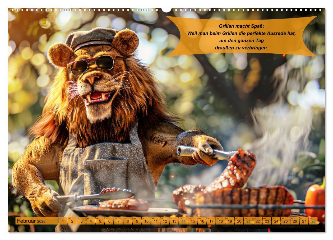 Tierisch lustige Grillmeister (Wandkalender 2026 DIN A2 quer), CALVENDO Monatskalender: Ein Muss für alle Grillmeister, die den Tag mit einem Lächeln beginnen wollen