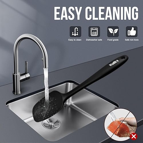 Miniatura 6 de Walfos - Juego de 3 espátulas de silicona pequeñas, resistentes al calor, núcleo de acero fuerte y diseño sin costuras, ideal para cocinar, mezclar