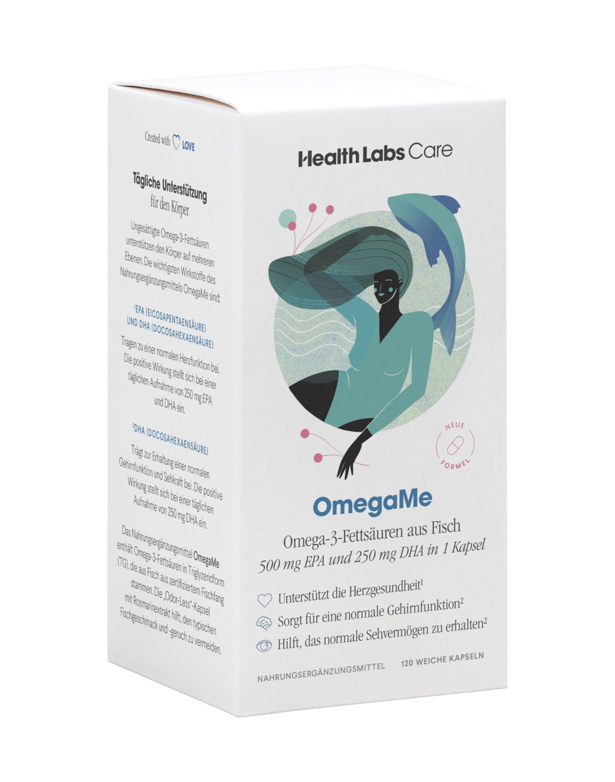 Omega 3 Kapseln hochdosiert -1000 mg Fischöl mit 500 mg EPA & 250 DHA | 1000 mg Fischöl • 500 mg EPA + 250 mg DHA • TG-Form • 120 Kapseln