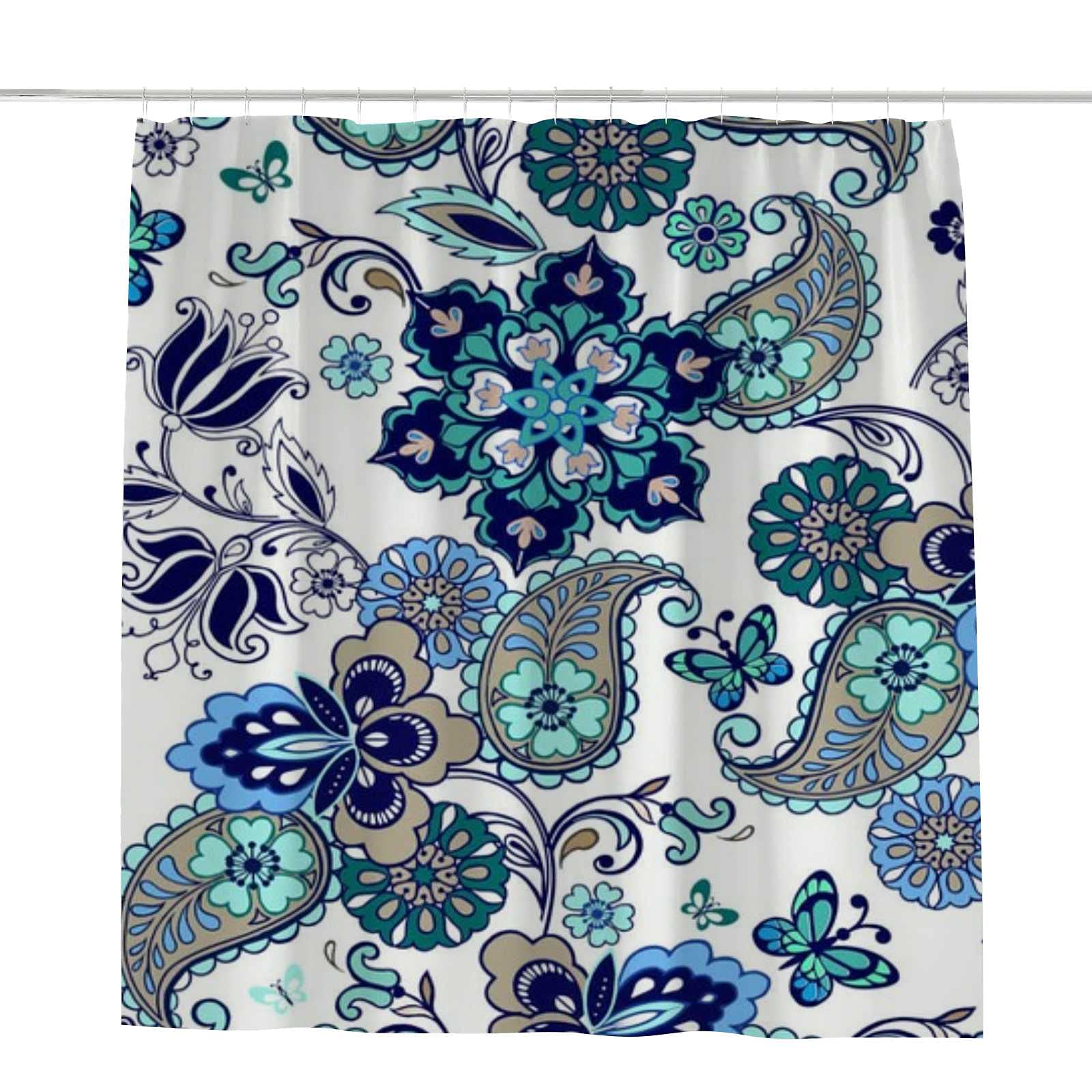 Rideau de douche en polyester CHEHONG motif floral lavable 182x183 cm