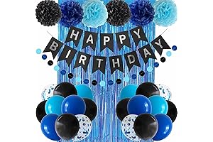 ANSOMO Blue and Black Birthday Decor for Men