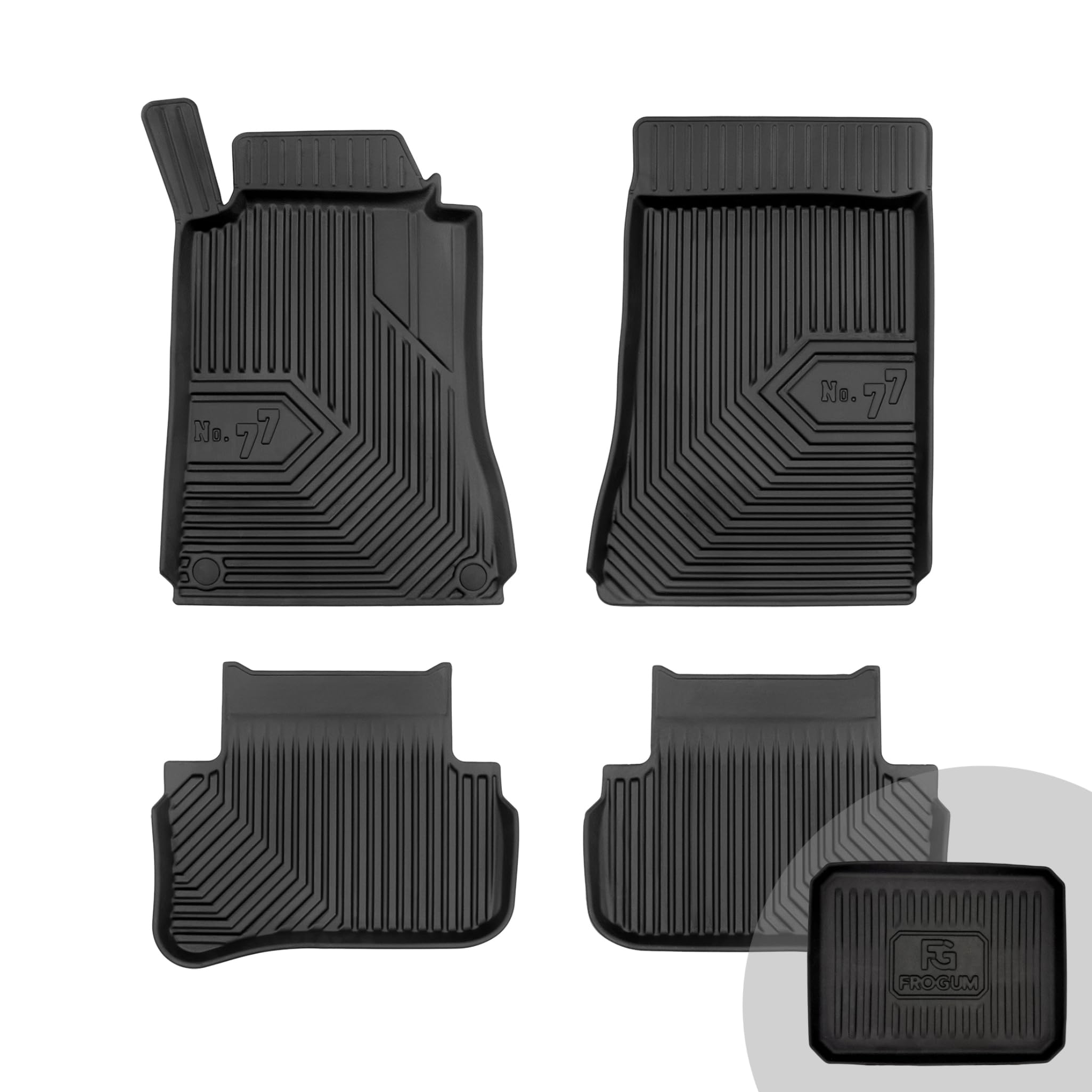 FROGUM No.77 Alfombrillas para Coche Alfombras para Mercedes-Benz Clase C W203 2000-2007 | Borde Alto | para Todo el año | Tamaño